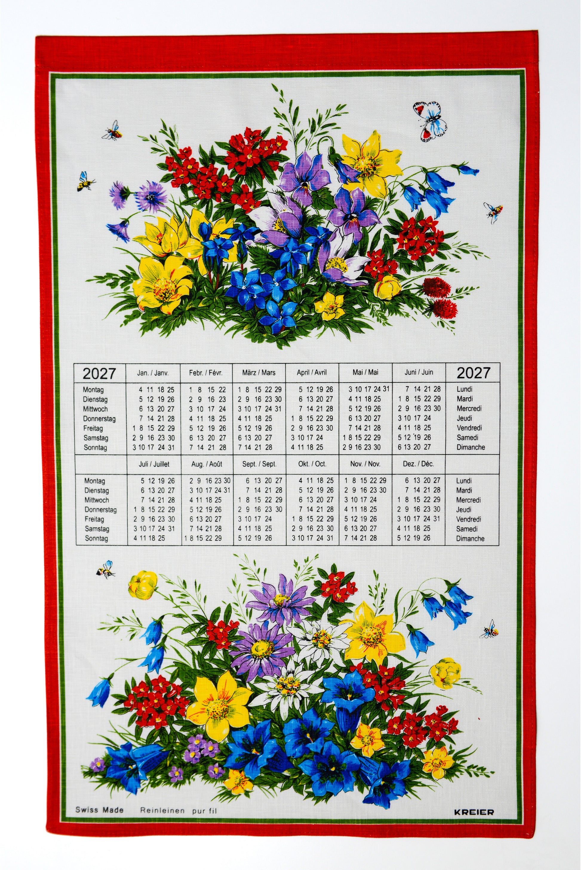 Doerig Jahresplaner, 2027, 40 × 70 cm, hoch, aus Reinleinen