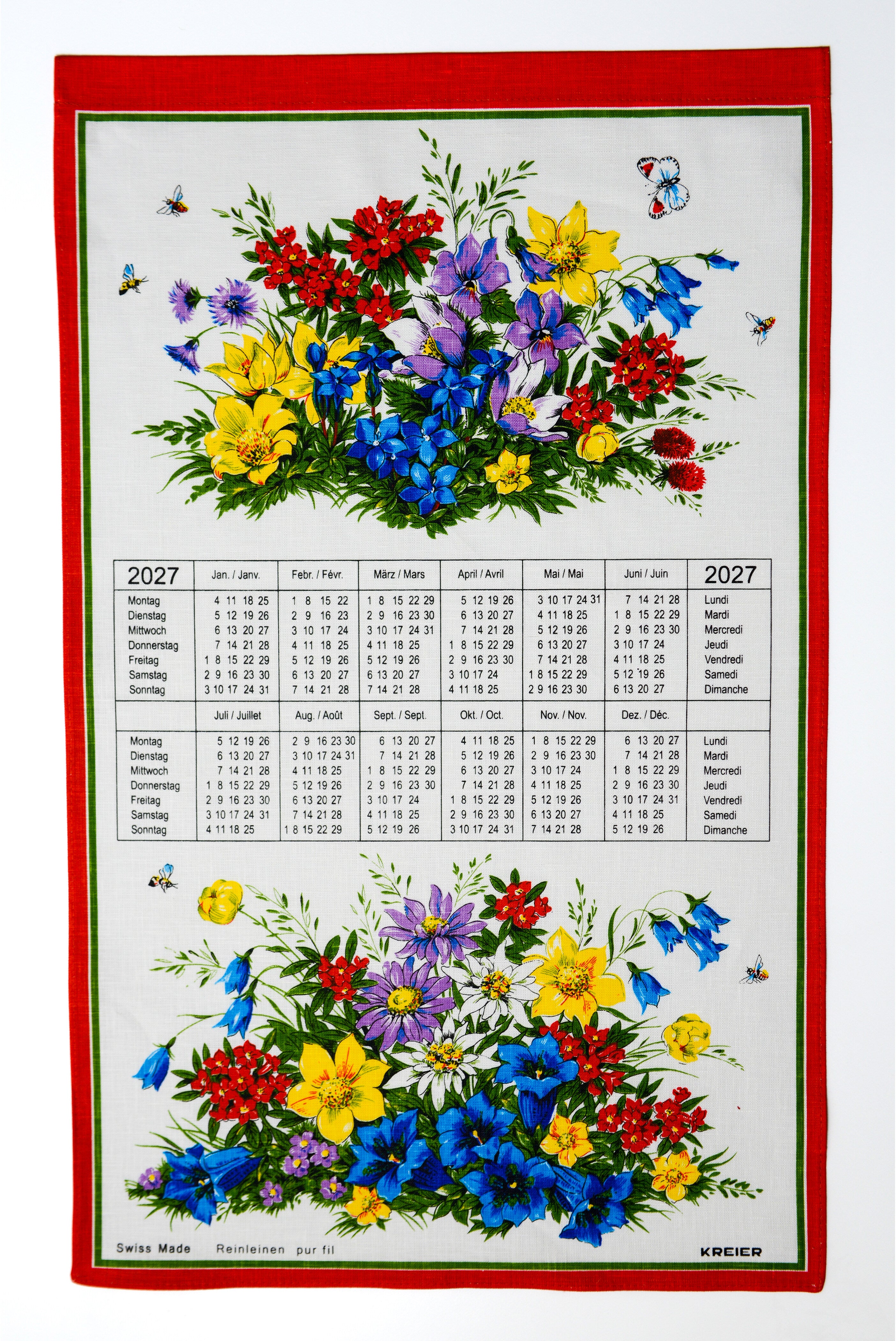 Doerig Jahresplaner, 2027, 40 × 70 cm, hoch, aus Reinleinen