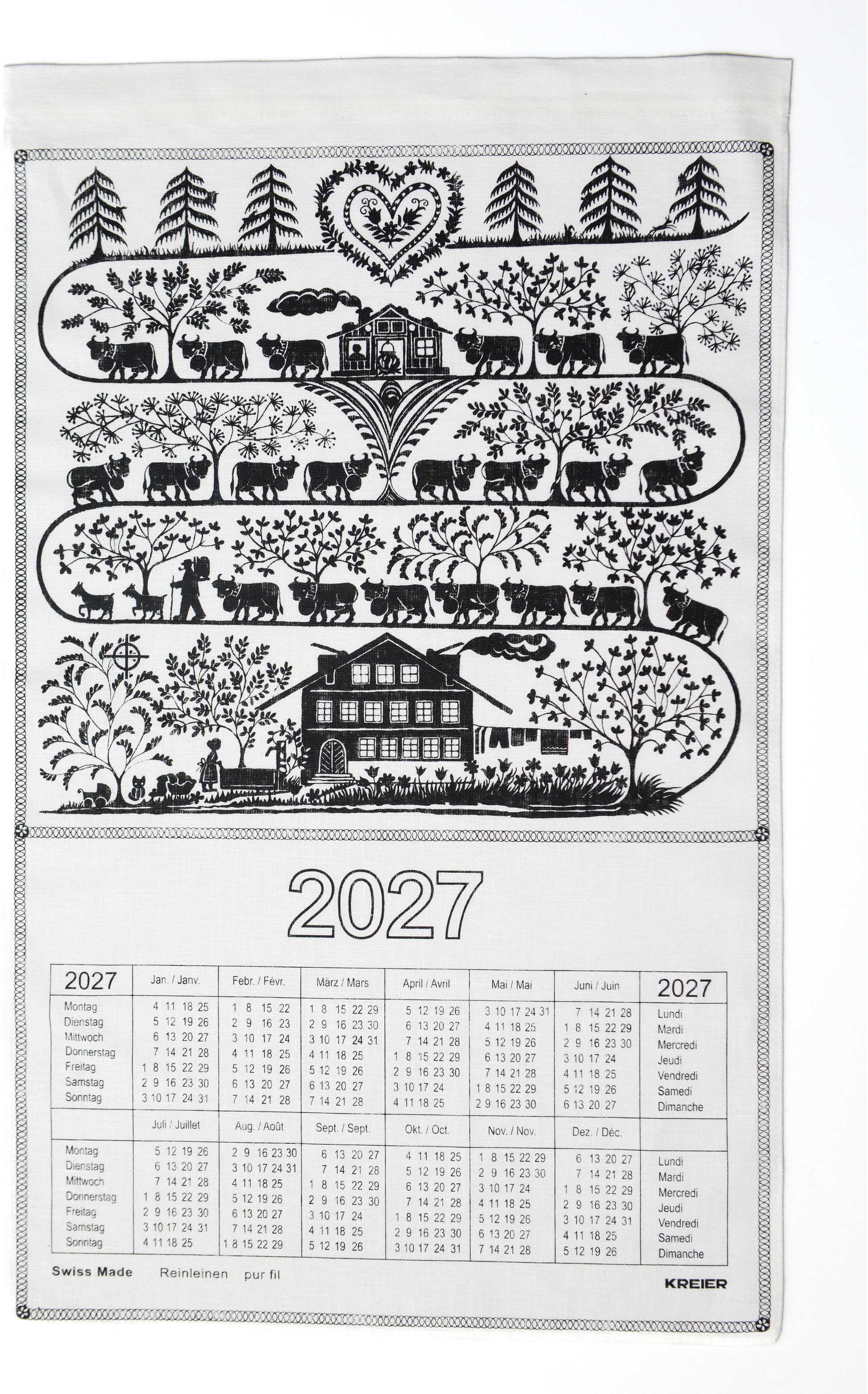 Doerig Jahresplaner, 2027, 40 × 70 cm, Reinleinen