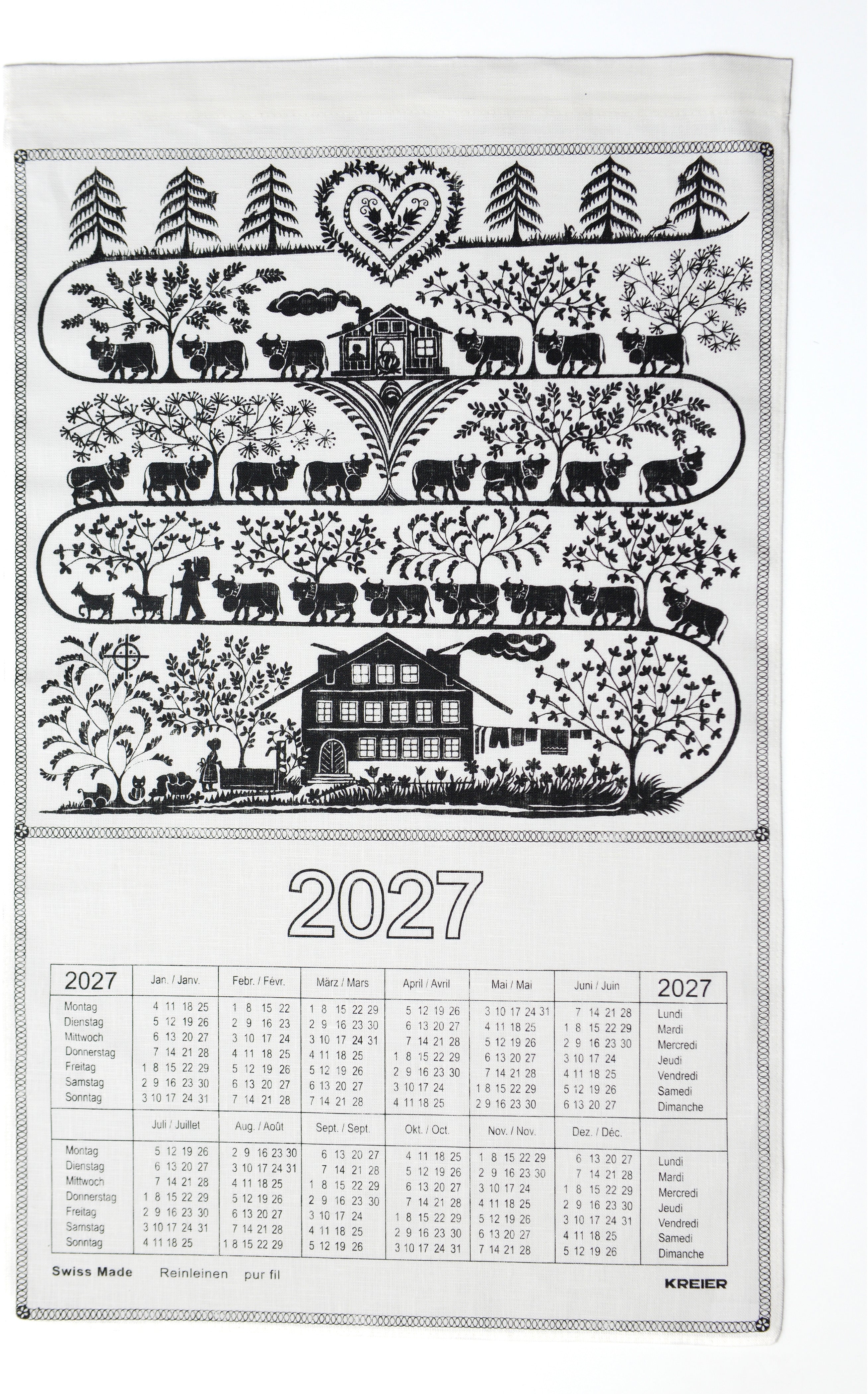 Doerig Jahresplaner, 2027, 40 × 70 cm, Reinleinen