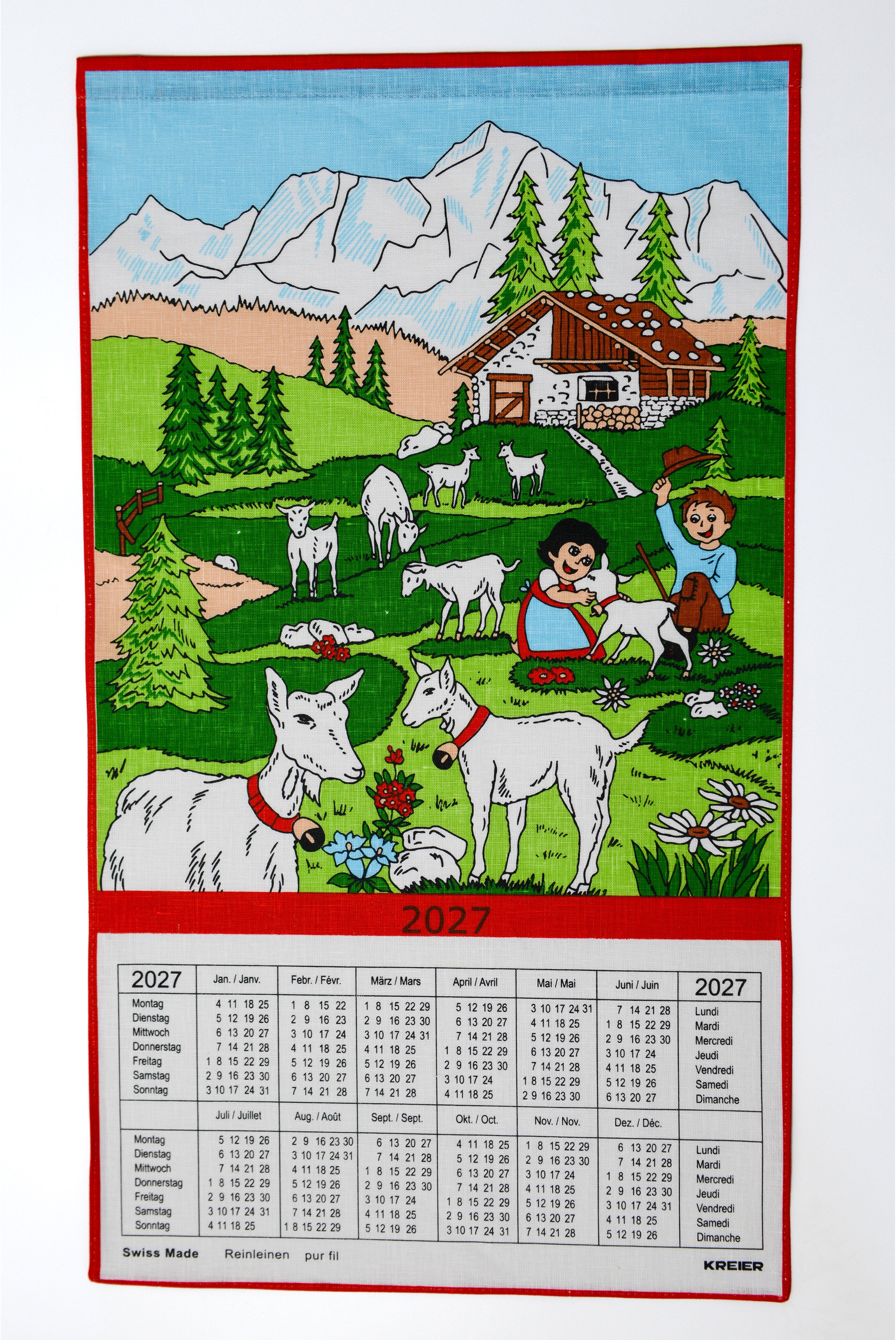 Doerig Jahresplaner, 2027, 40 × 70 cm, hoch, Reinleinen