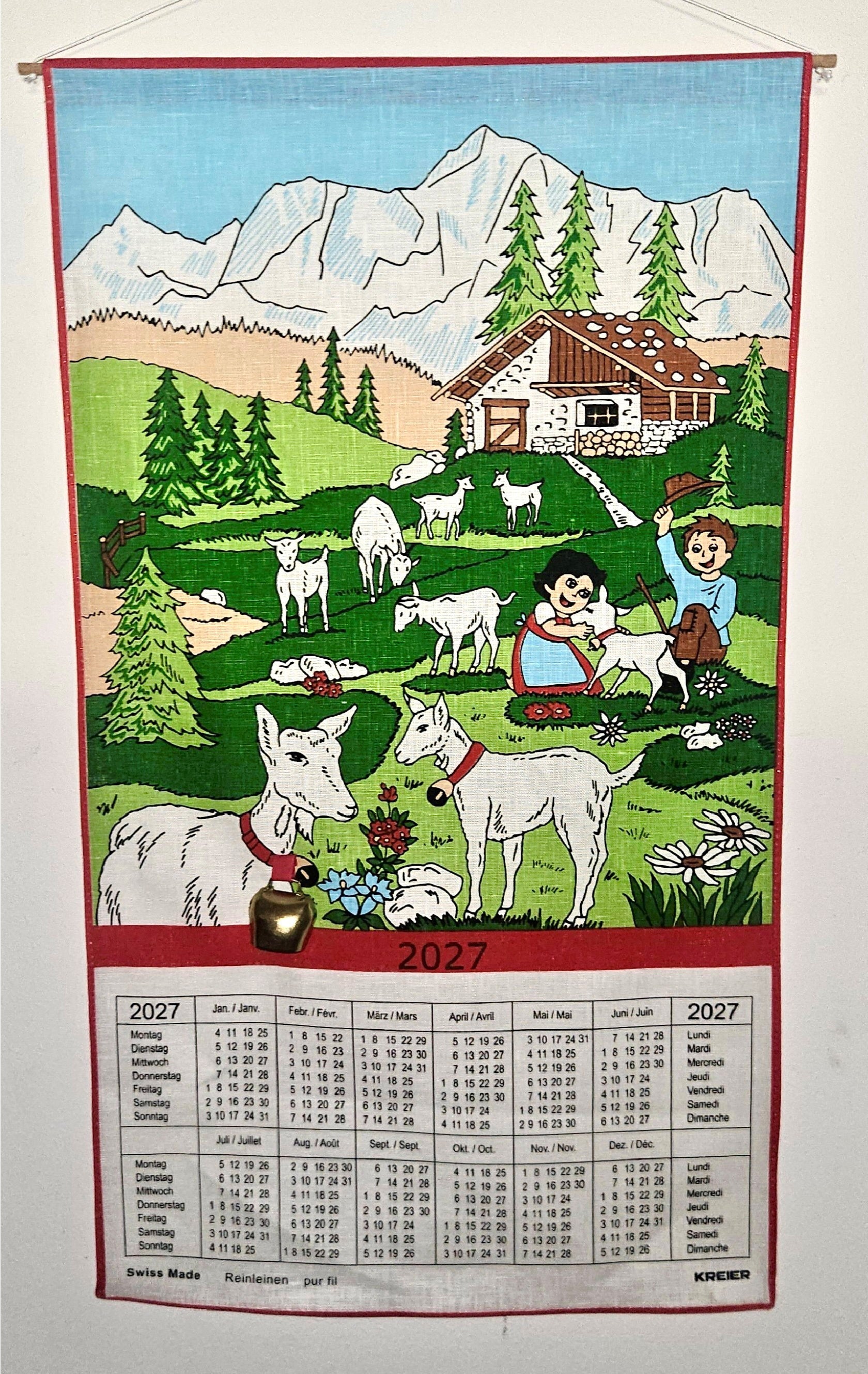 Doerig Jahresplaner, 2027, 40 × 70 cm, Reinleinen, Heidi