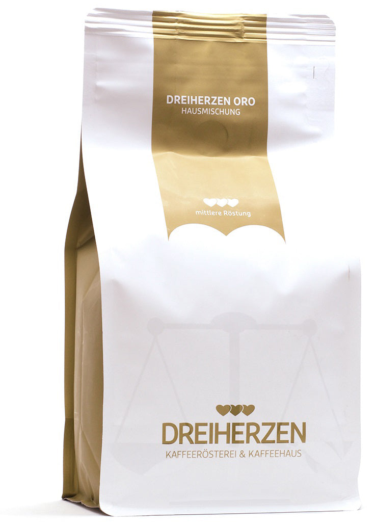 Dreiherzen Oro – Bohnenkaffee – Arabica/Robusta, mittel, 1 kg