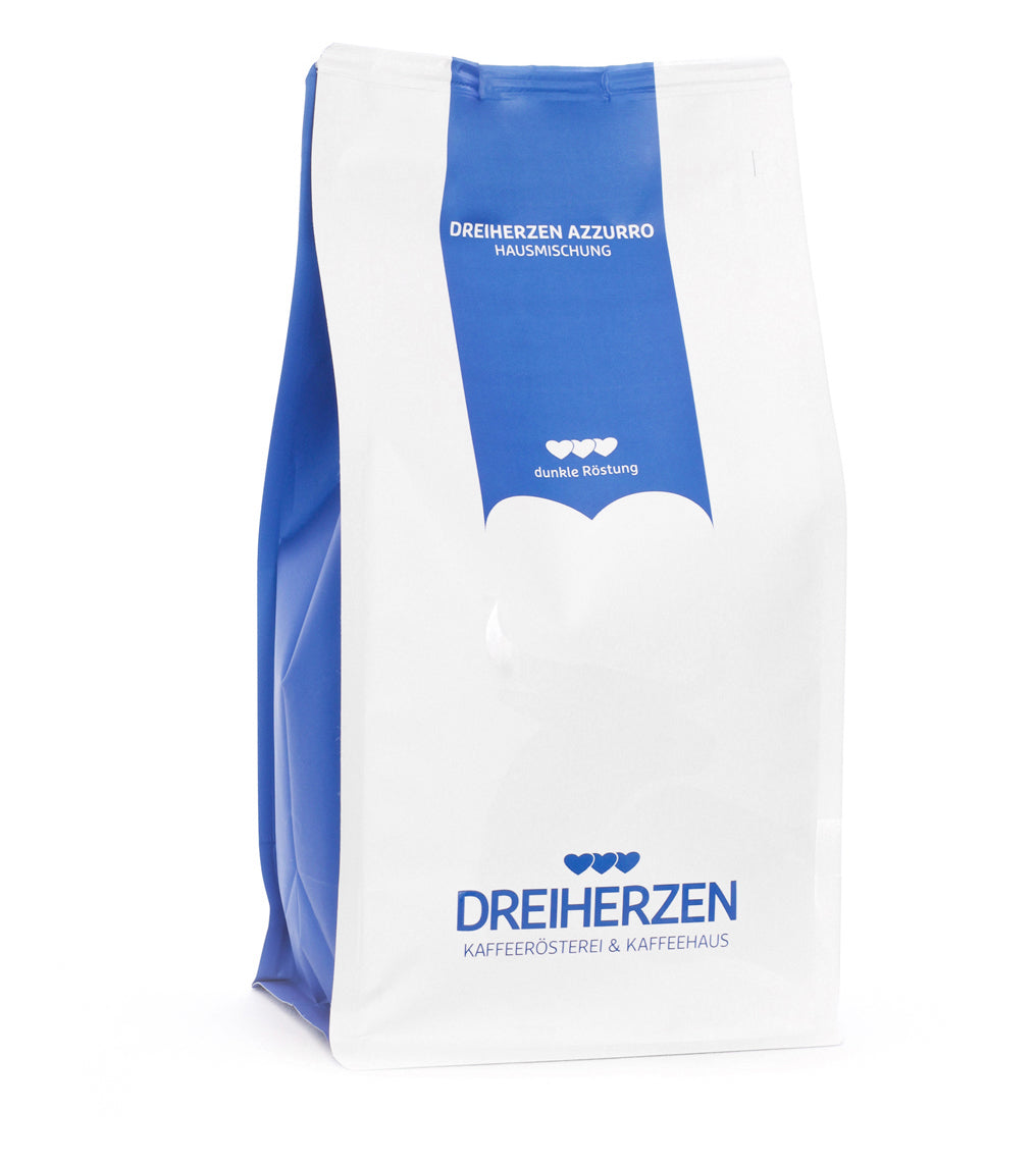 Dreiherzen Azzurro – Bohnenkaffee – Arabica/Robusta, mittel, 1,023 kg