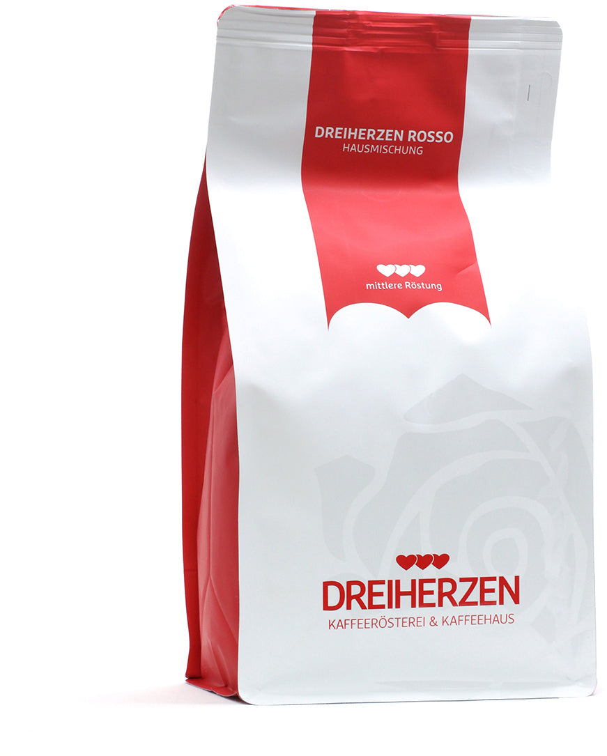 Dreiherzen Rosso – Bohnenkaffee – 100% Arabica, hell, 1 kg
