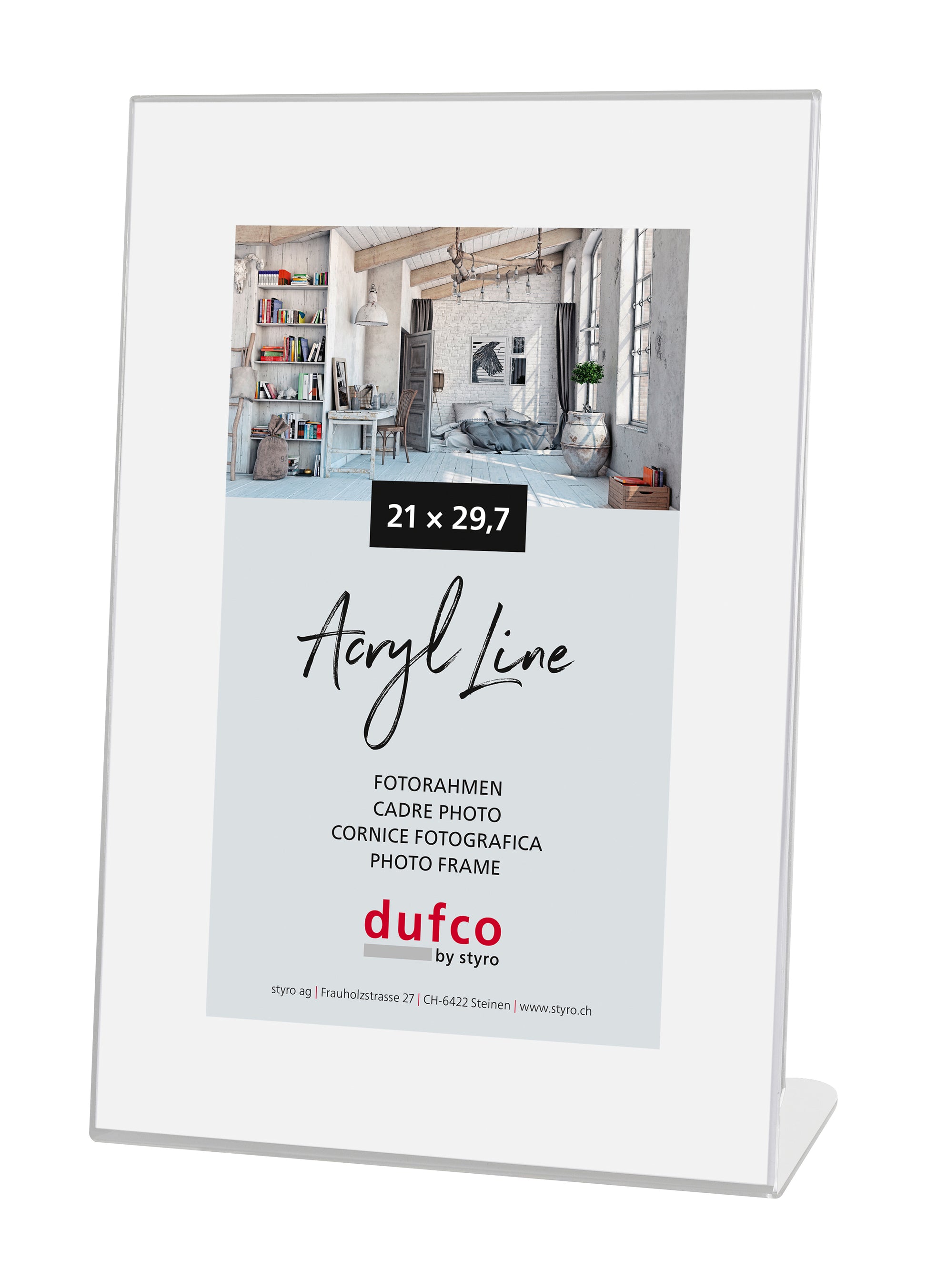 Dufco Bilderrahmen – für 21 × 29,7 cm – Acryl, transparent