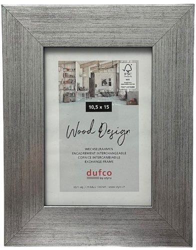Dufco Larisis Wechselrahmen – für 10,5 × 15 cm – Holz & Glas, silber