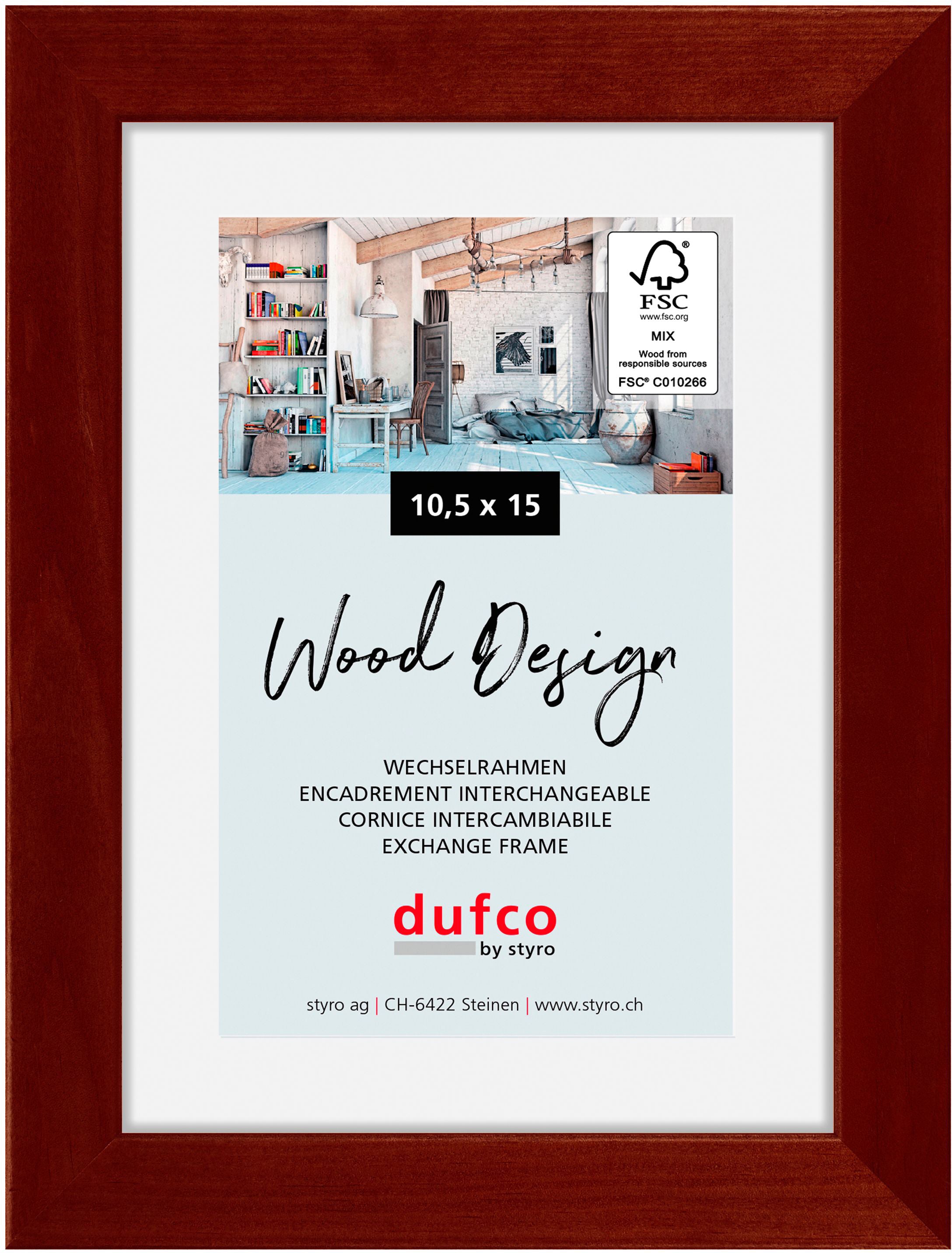 Dufco Toronto Wechselrahmen – für 10,5 × 15 cm – Holz & Glas, Mahagoni