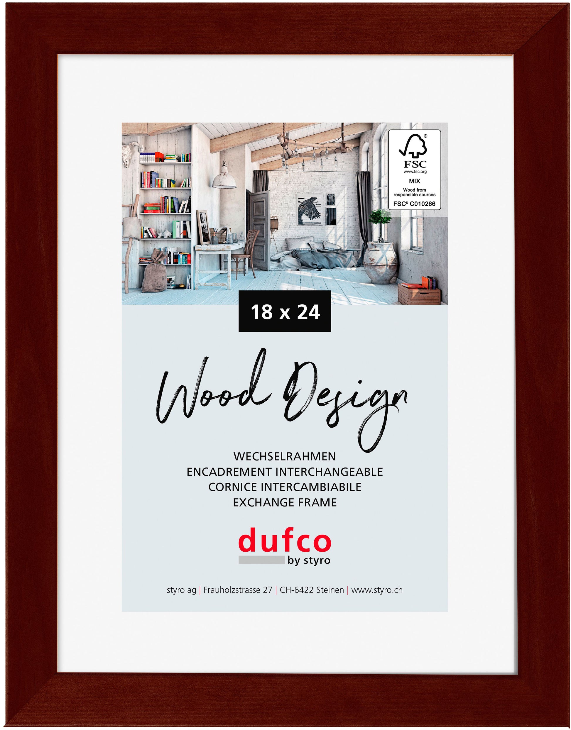 Dufco Toronto Bilderrahmen – für 18 × 24 cm – Holz, Mahagoni