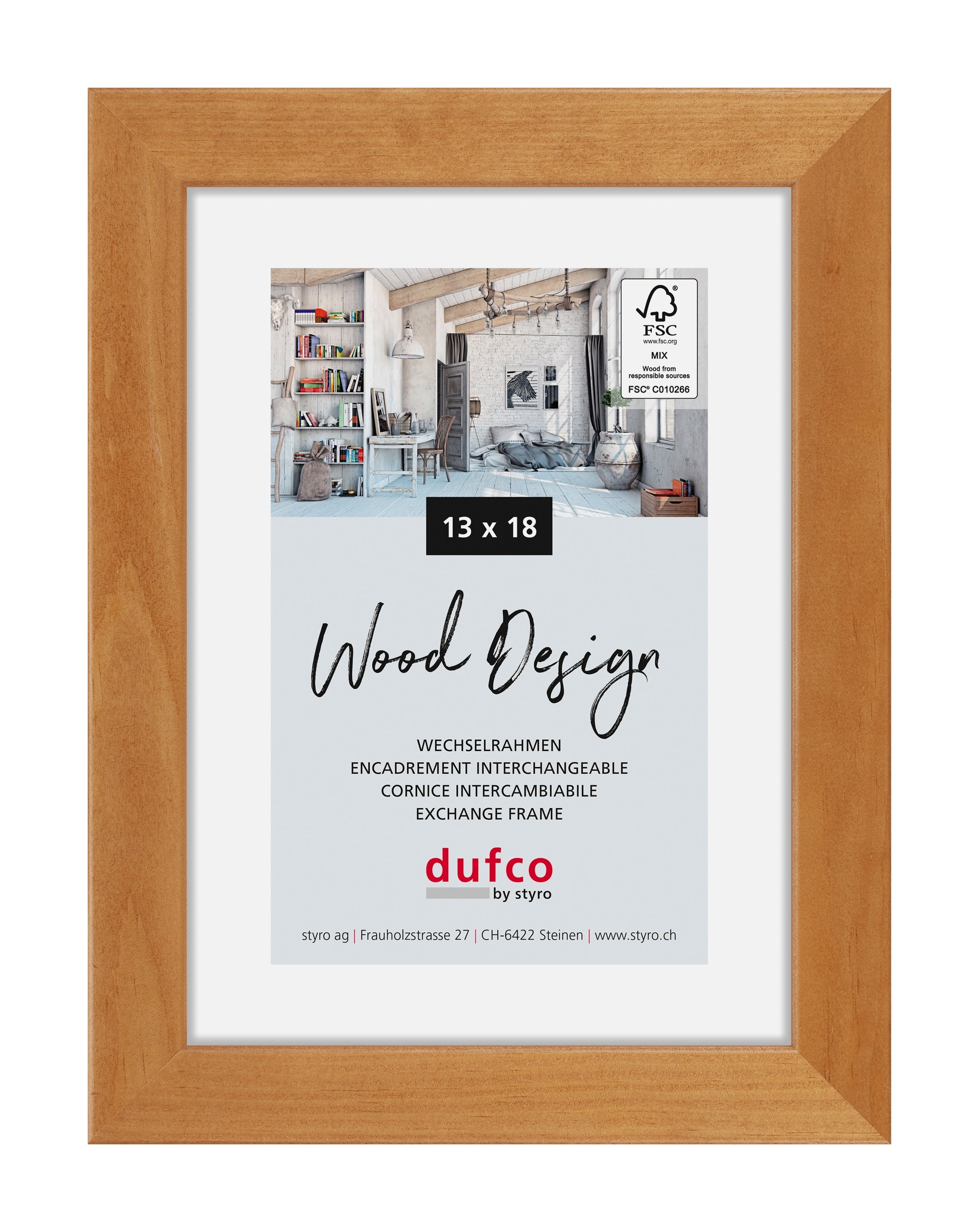 Dufco Toronto Wechselrahmen – für 13 × 18 cm – Kiefernholz, Kirschbaum, FSC-zertifiziert