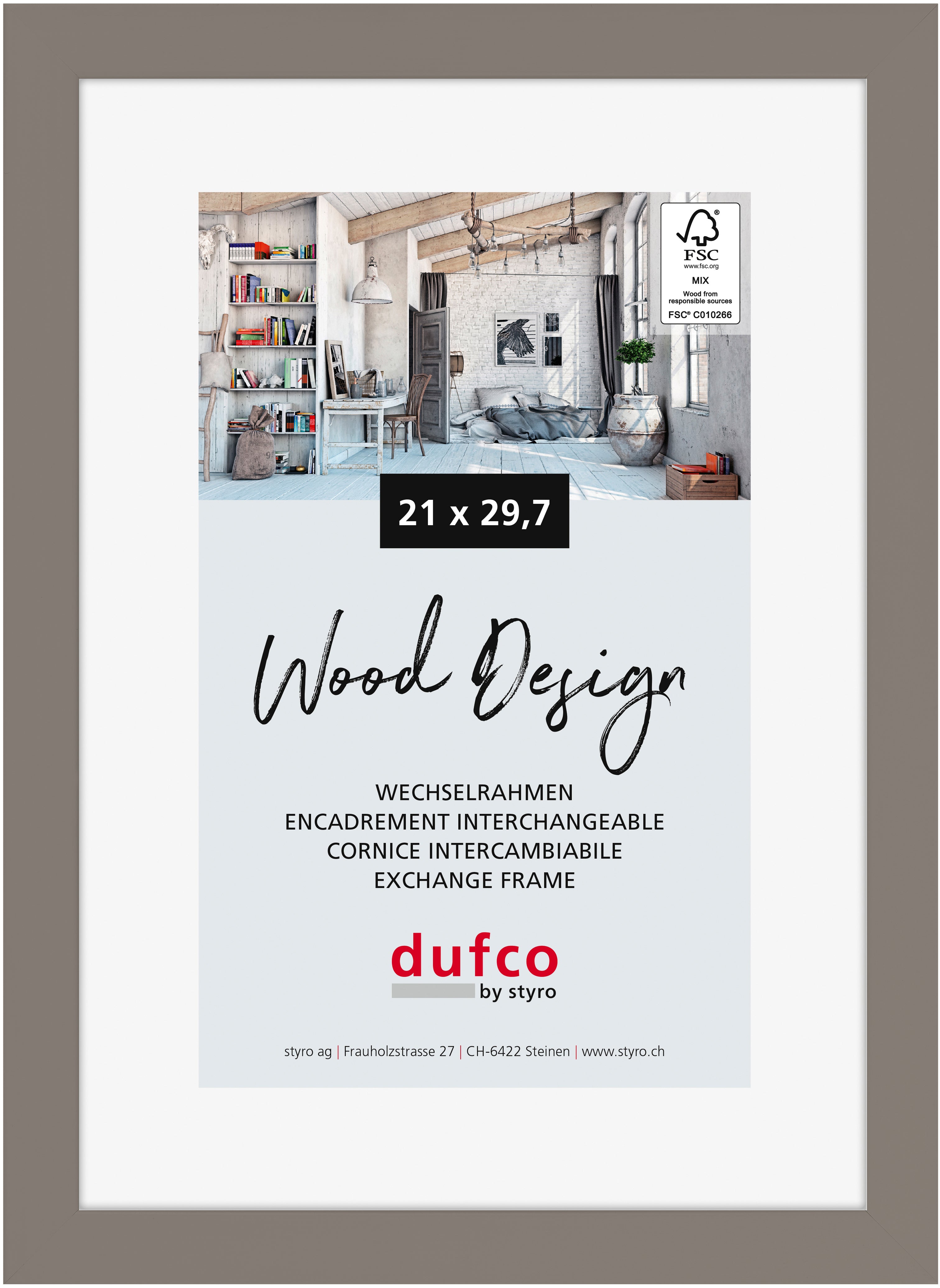 Dufco Toronto Wechselrahmen – für 21 × 29,7 cm – Holz, grau