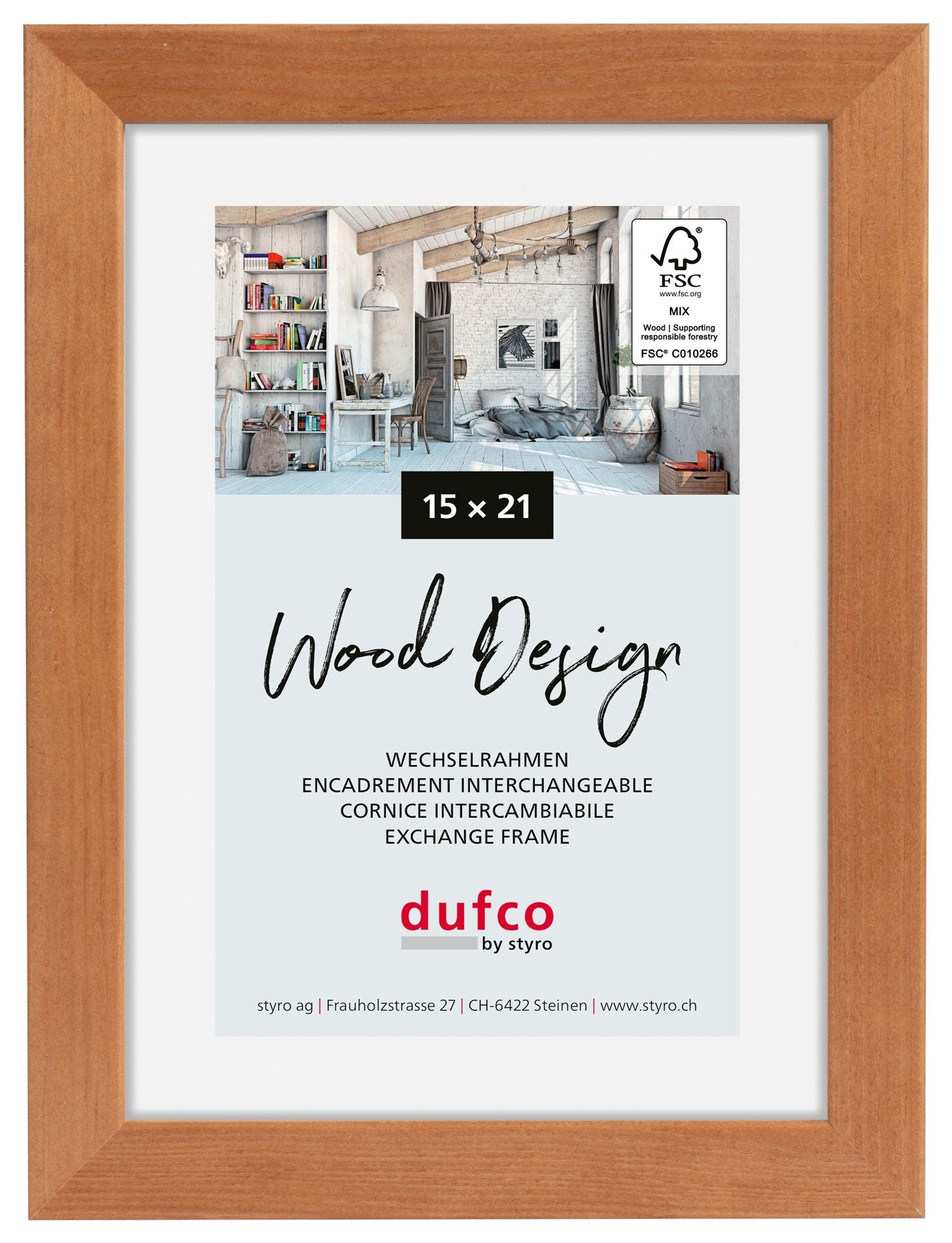 Dufco Toronto Bilderrahmen – für 15 × 21 cm – Holz & Glas, Kirschbaum