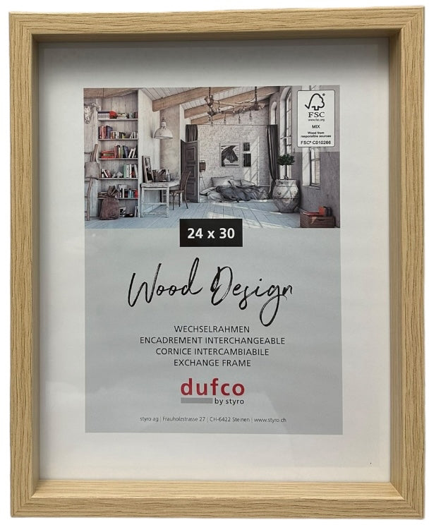 Dufco Fuji Bilderrahmen – für 24 × 30 cm – Holz & Glas, natur