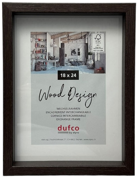 Dufco Fuji Wechselrahmen – für 18 × 24 cm – Holz & Glas, braun