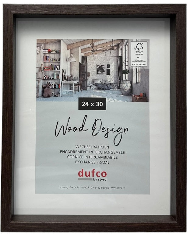 Dufco Fuji Wechselrahmen – für 24 × 30 cm – Holz & Glas, braun