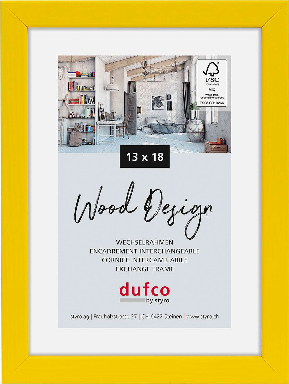 Dufco Hay Bilderrahmen – für 13 × 18 cm – Holz, Gelb