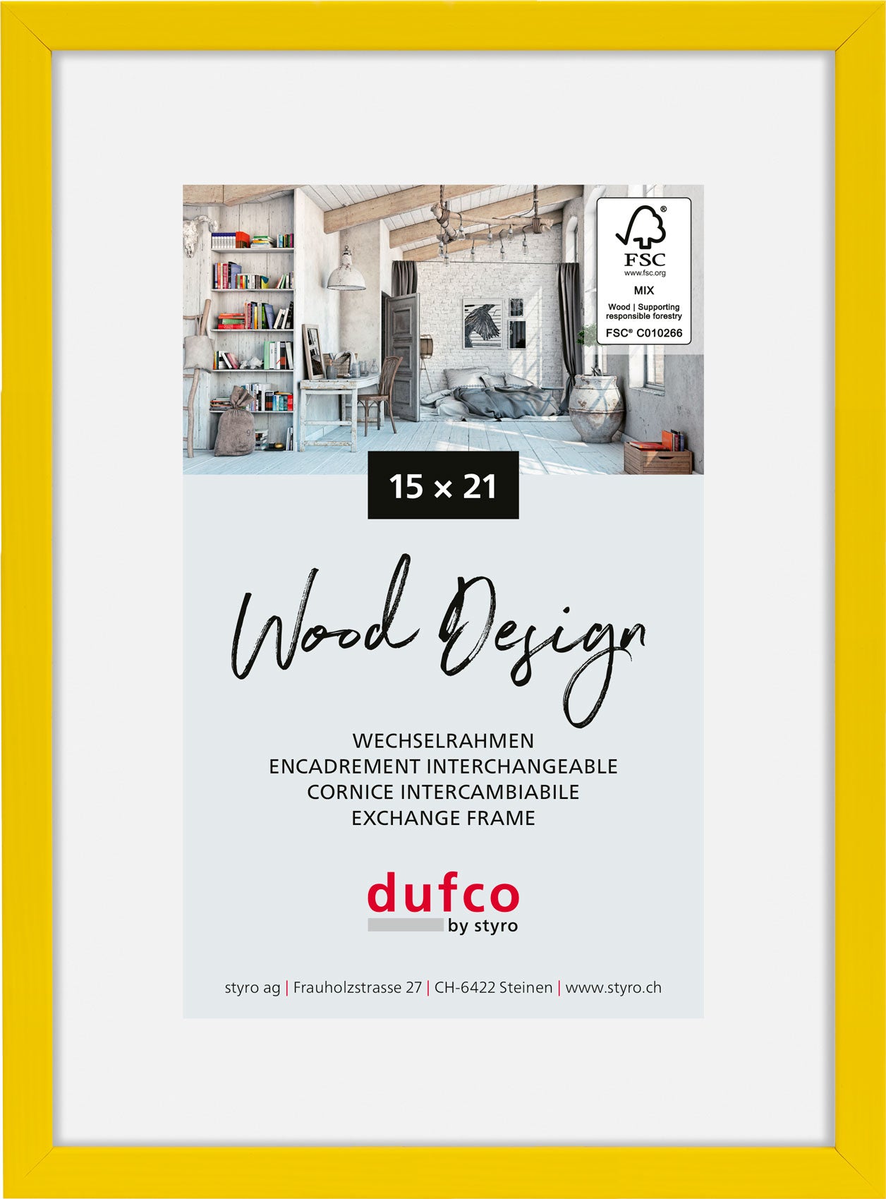 Dufco Hay Bilderrahmen – für 15 × 21 cm – Holz, Gelb