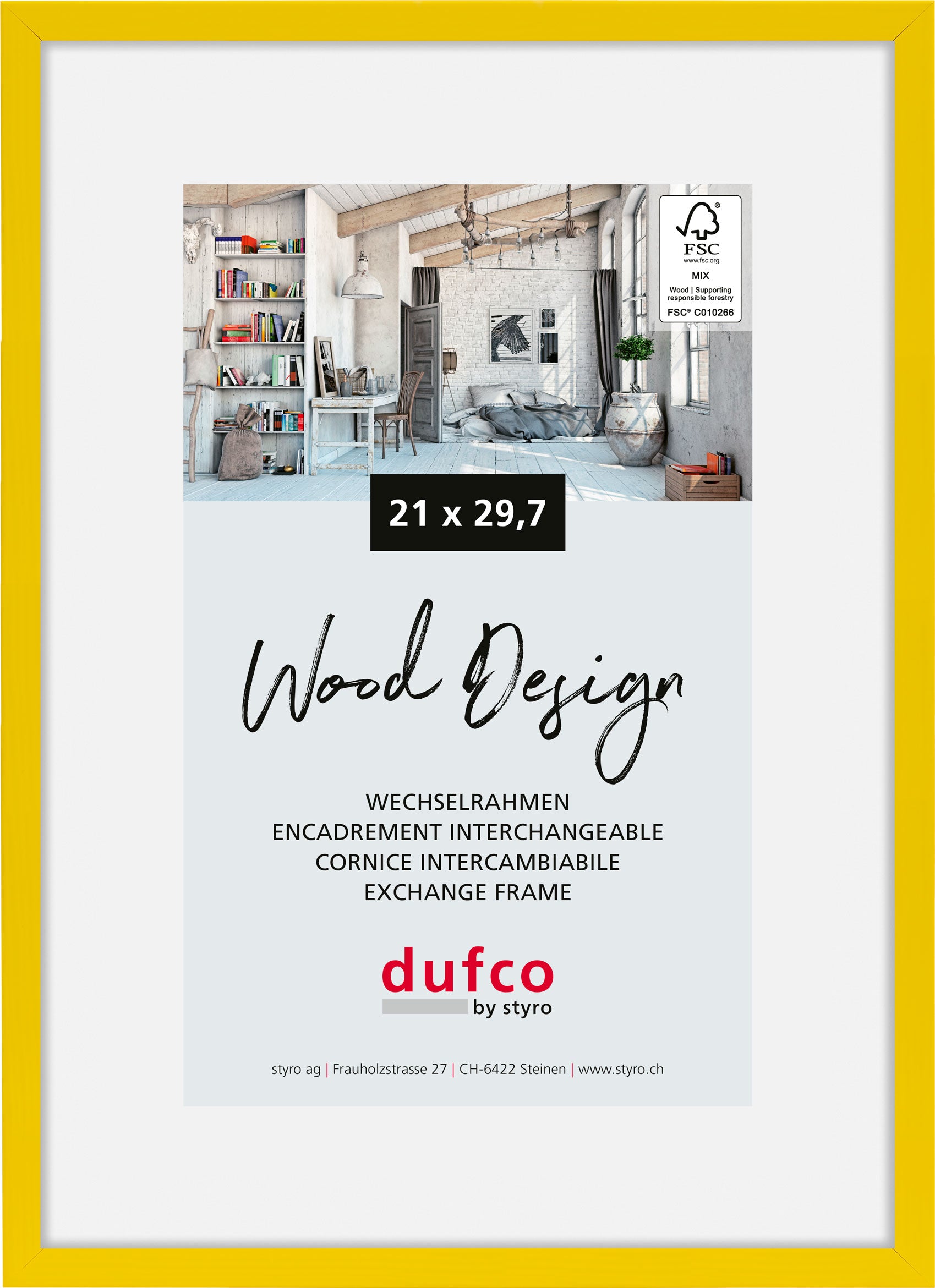 Dufco Hay Bilderrahmen – für 21 × 29,7 cm – Holz, Gelb