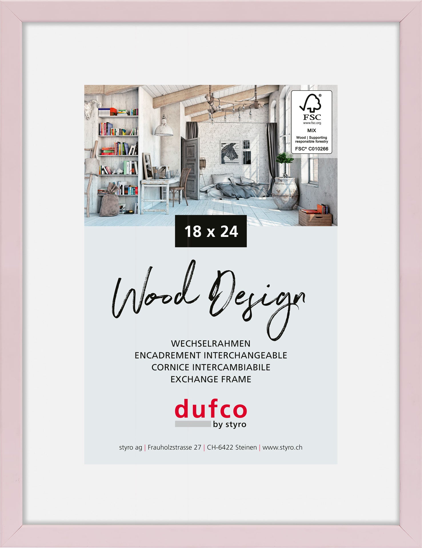 Dufco Hay Bilderrahmen – für 18 × 24 cm – Holz, Hellrosa