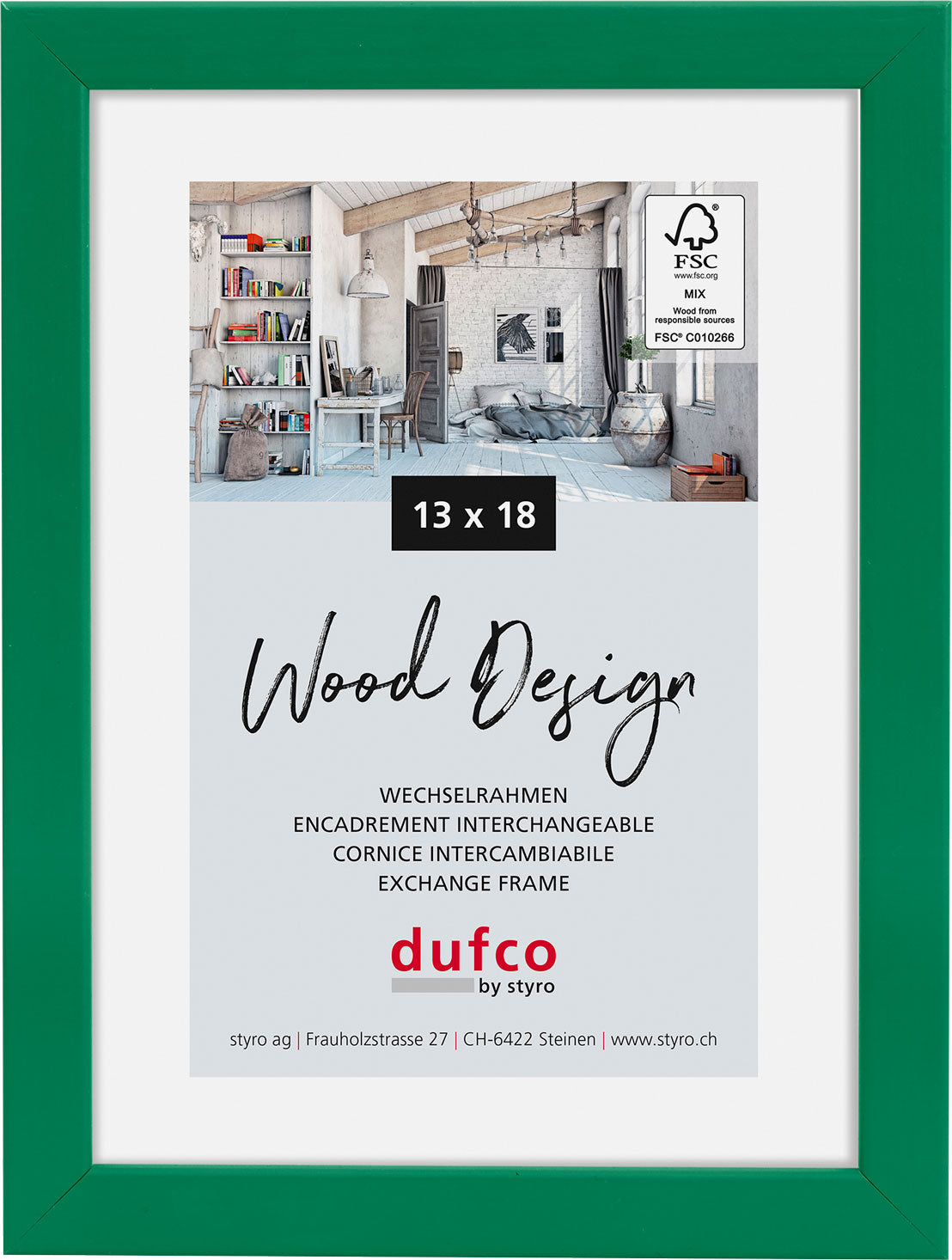 Dufco Hay Bilderrahmen – für 13 × 18 cm – Holz, Grün