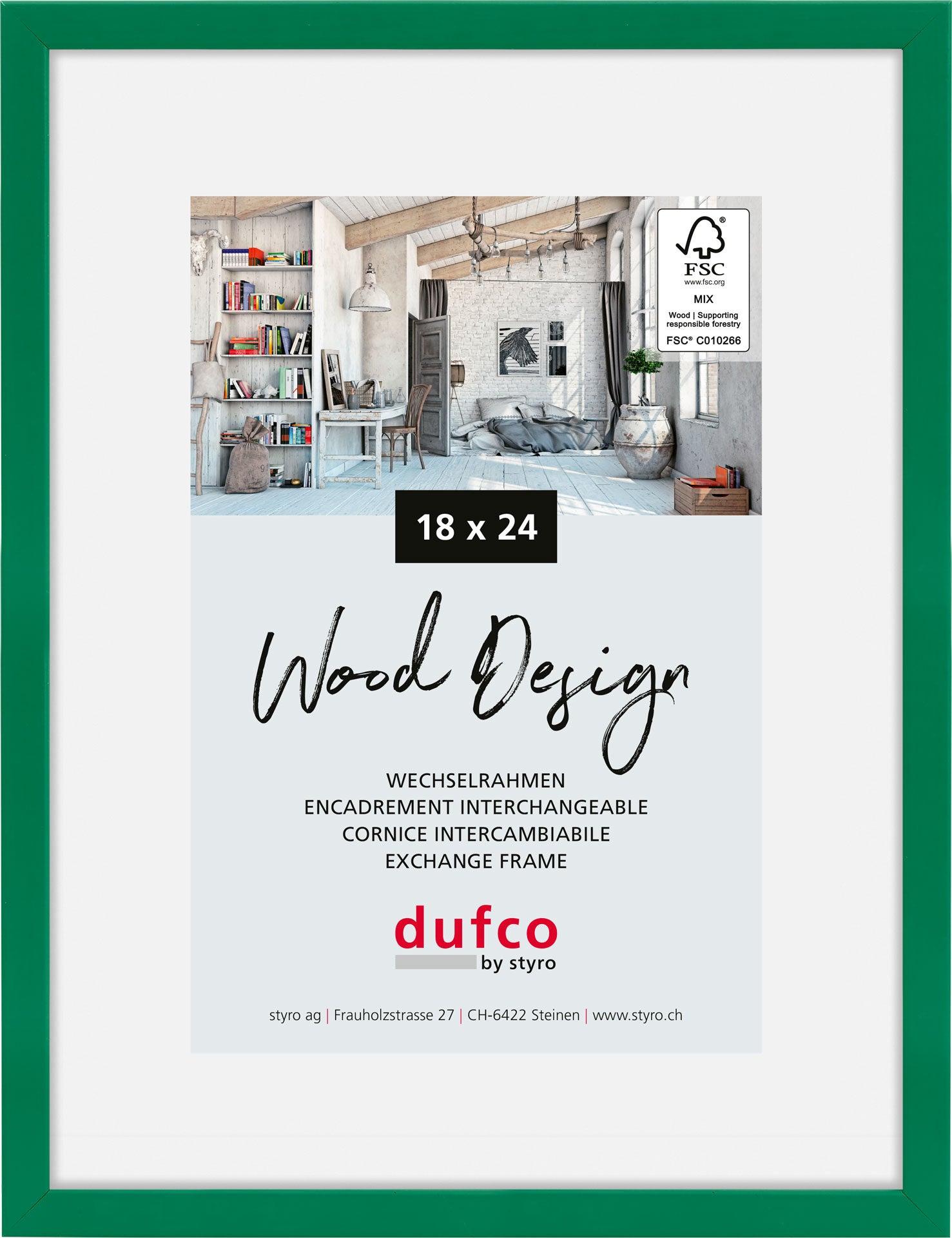 Dufco Hay Bilderrahmen – für 18 × 24 cm – Holz, grün