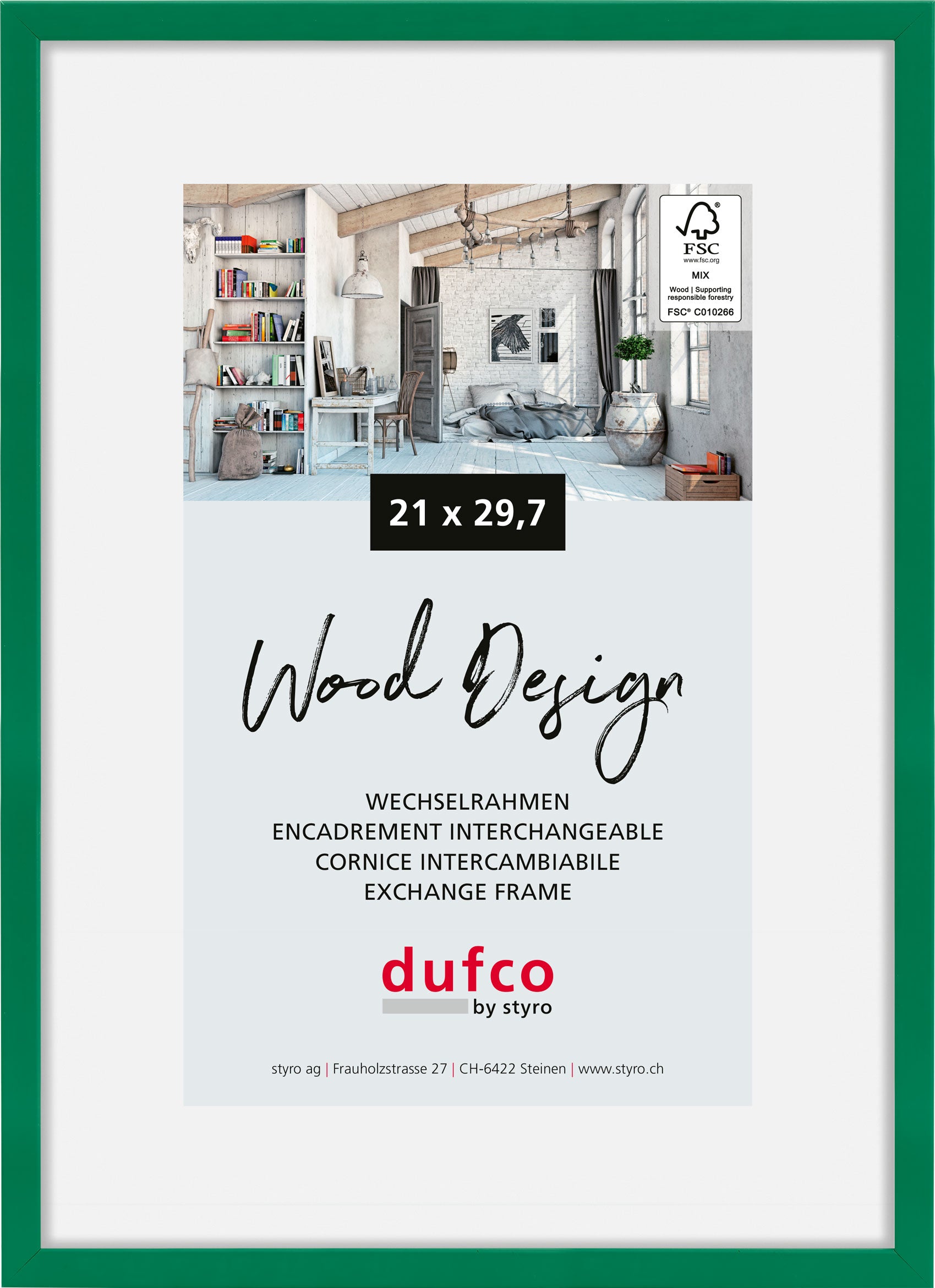 Dufco Hay Bilderrahmen – für 21 × 29,7 cm – Holz, grün