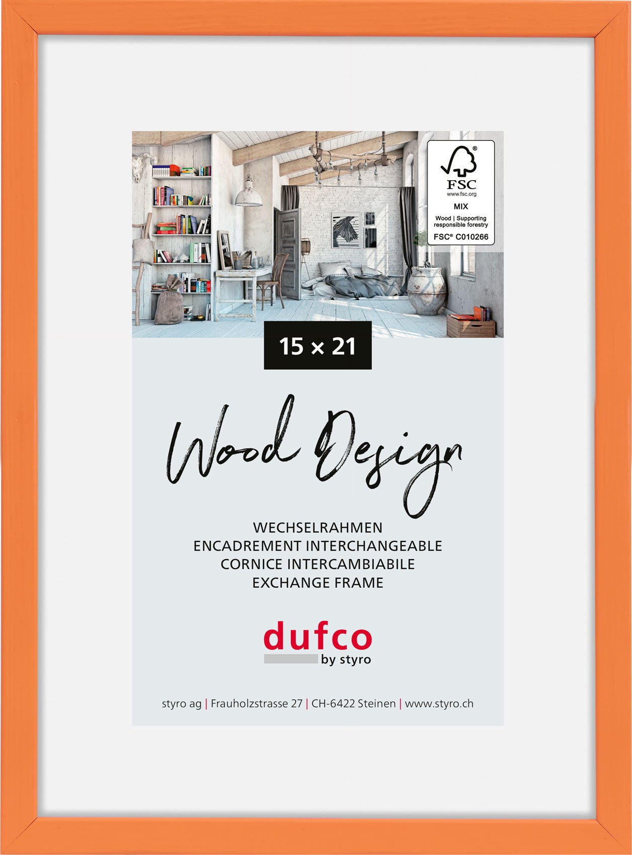 Dufco Hay Bilderrahmen – für 15 × 21 cm – Holz, Orange