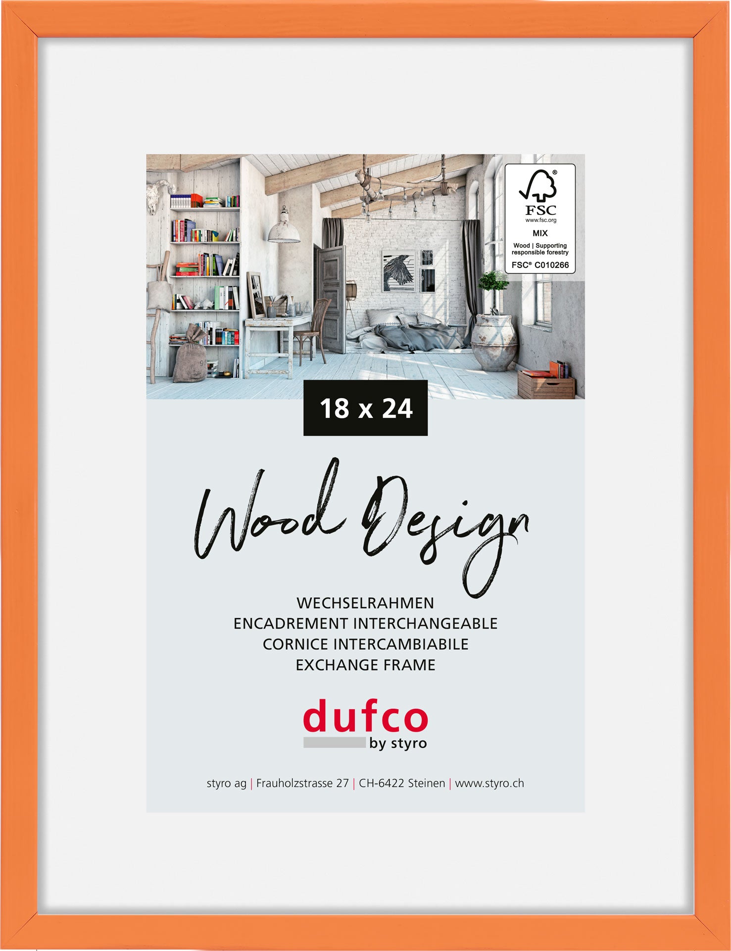 Dufco Hay Bilderrahmen – für 18 × 24 cm – Holz, Orange