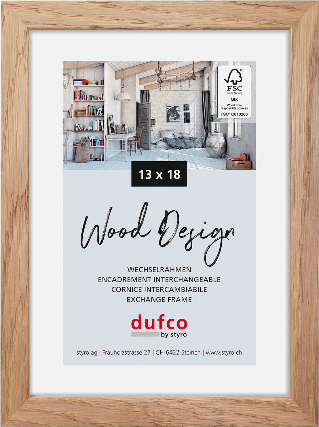 Dufco Hay Bilderrahmen – für 13 × 18 cm – Holz, natur