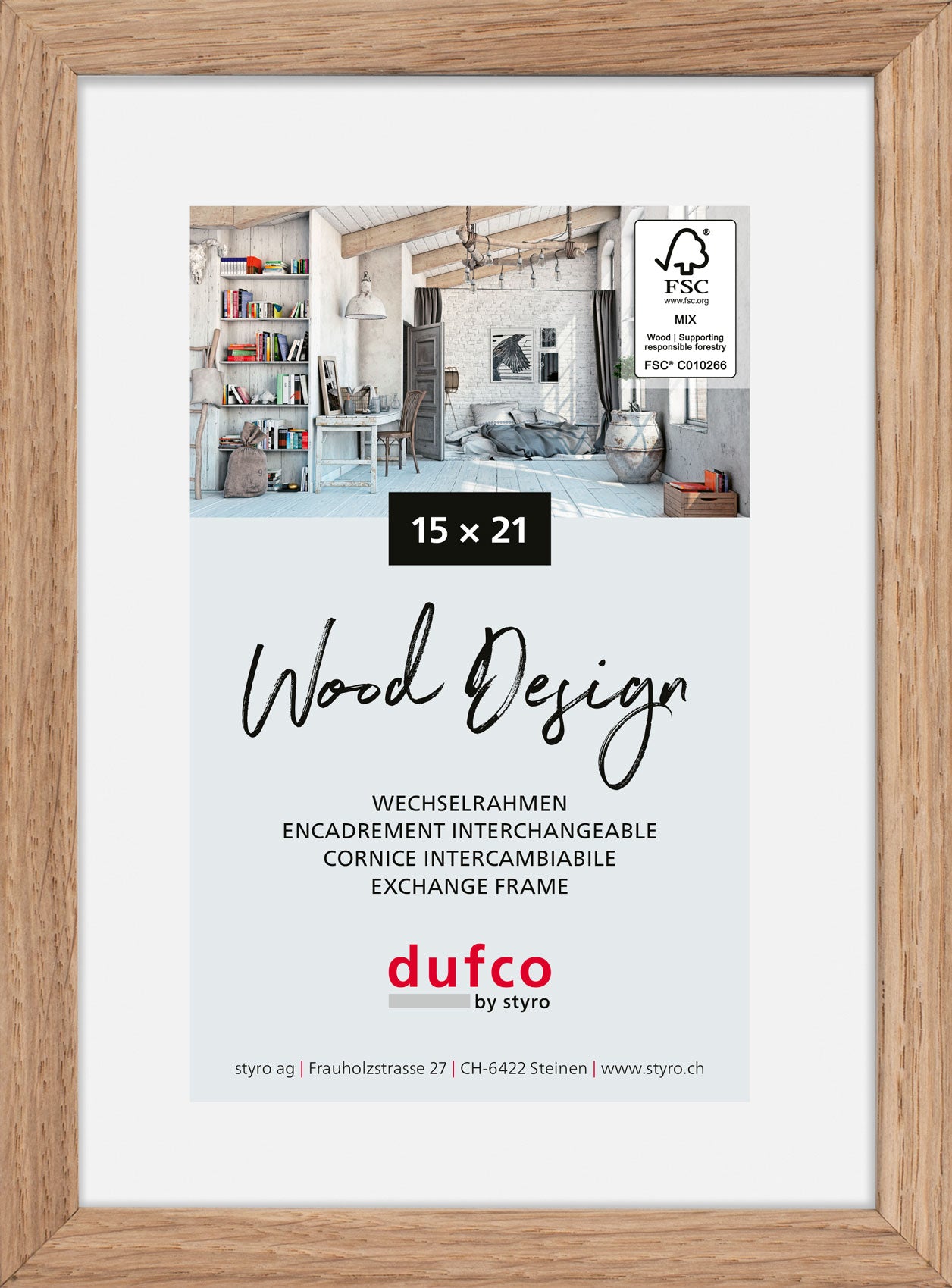 Dufco Hay Bilderrahmen – für 15 × 21 cm – Holz, helles Eichenholz