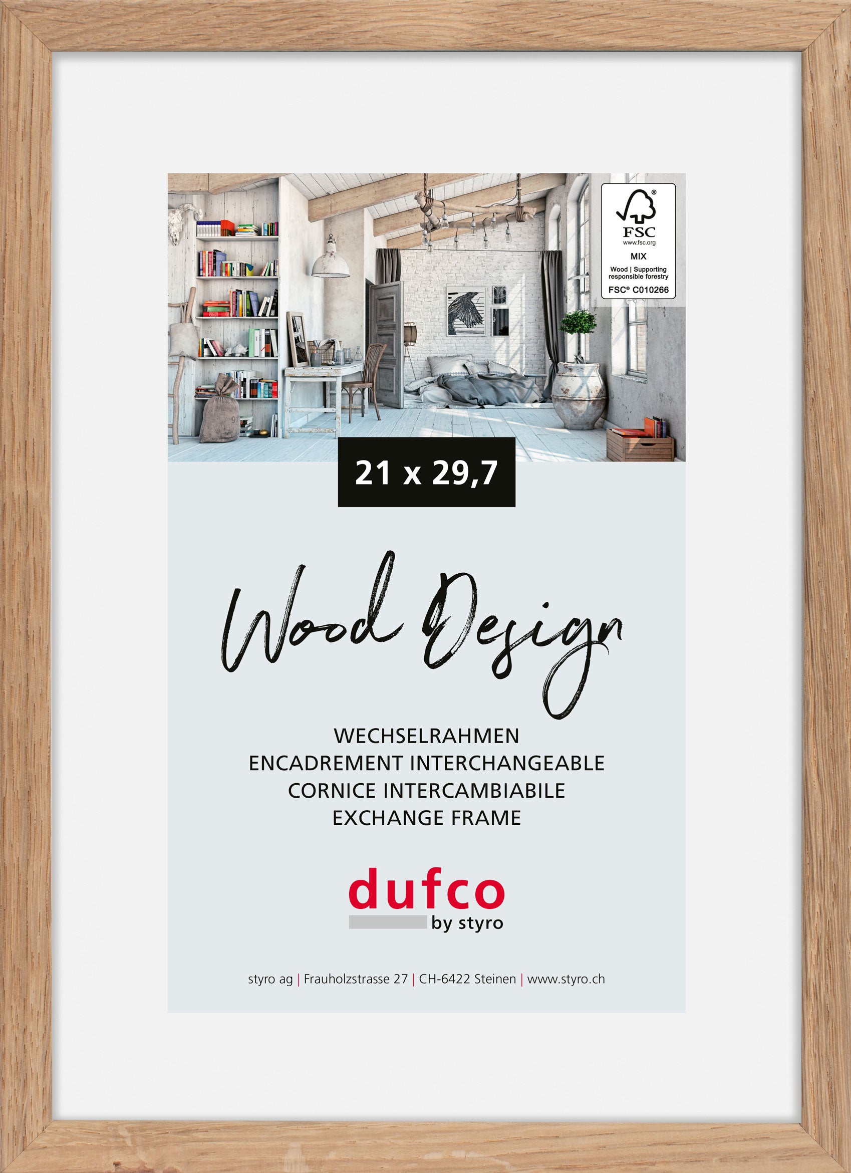 Dufco Hay Bilderrahmen – für 21 × 29,7 cm – Holz, natur