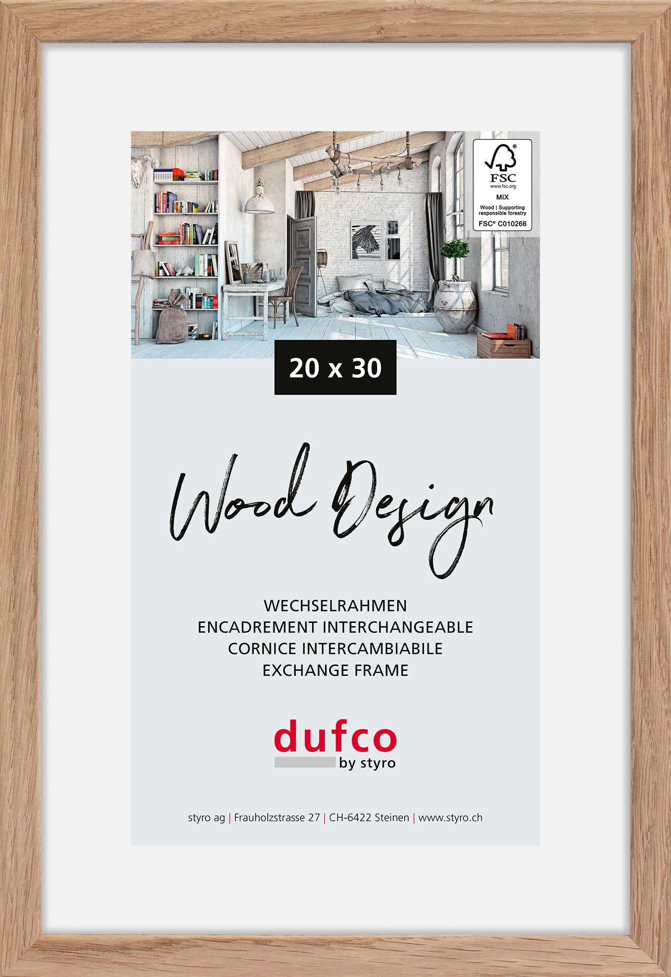 Dufco Hay Bilderrahmen – für 20 × 30 cm – Holz, helles Eichenholz