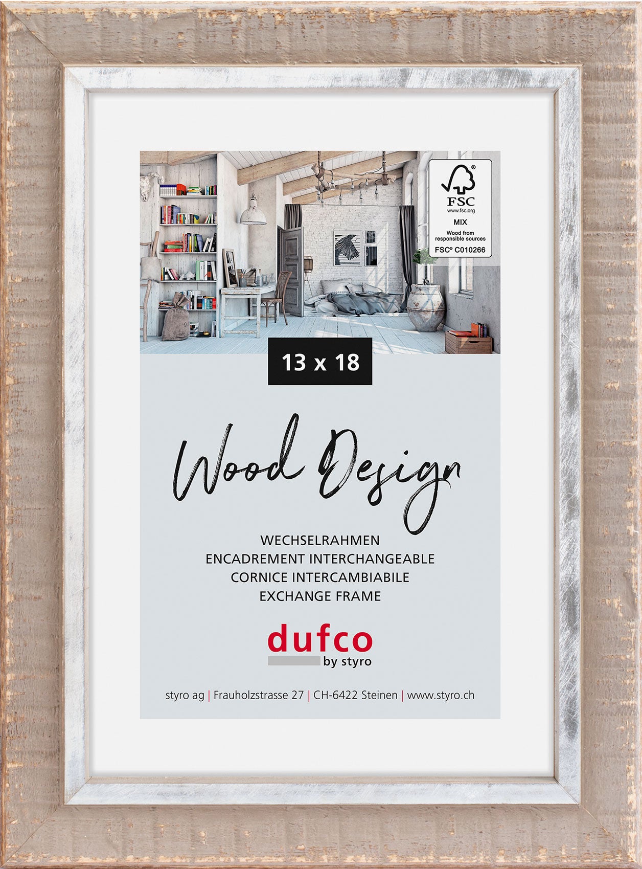 Dufco Lima Bilderrahmen – für 13 × 18 cm – Holz, Taupe