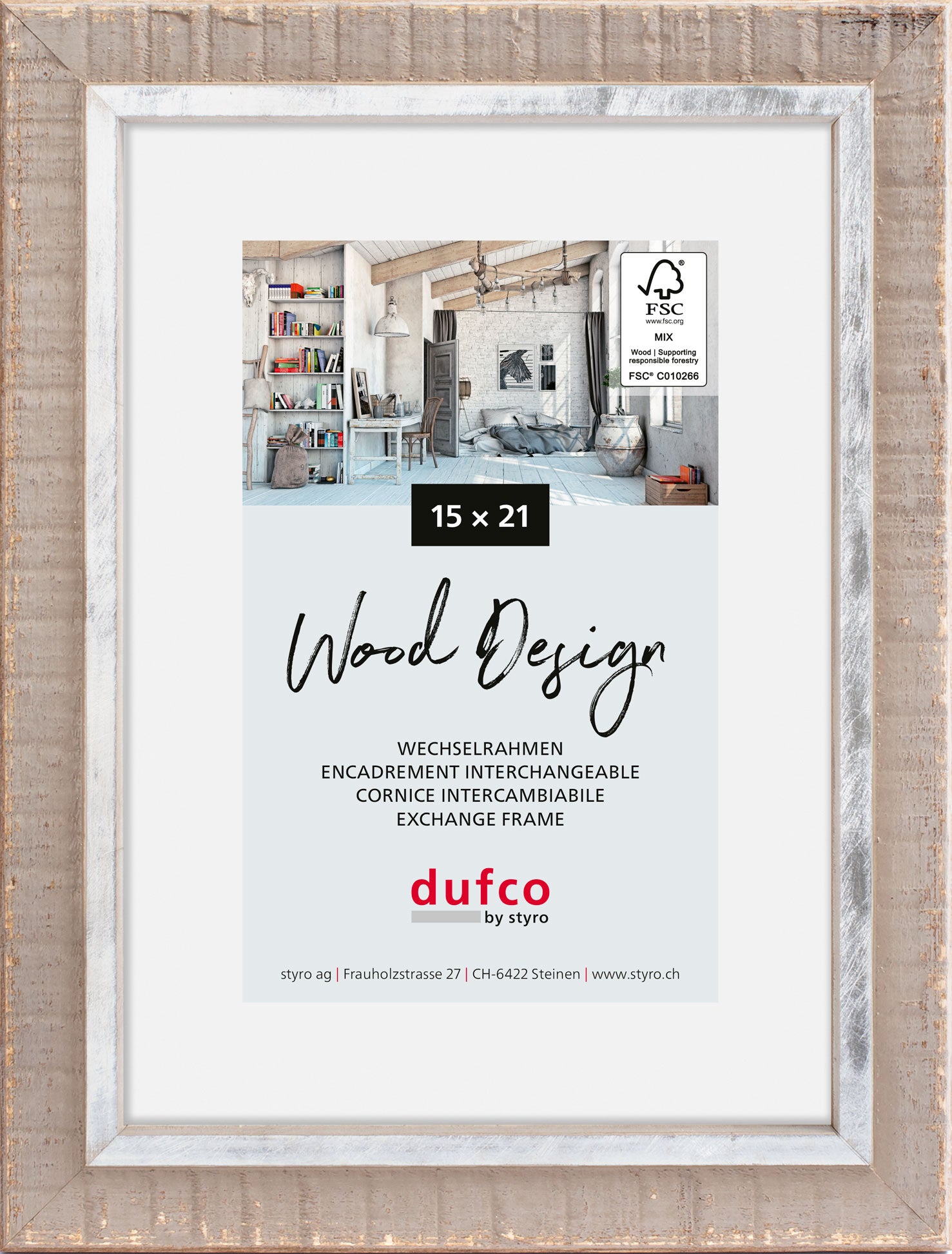 Dufco Lima Bilderrahmen – für 15 × 21 cm – Holz, Taupe
