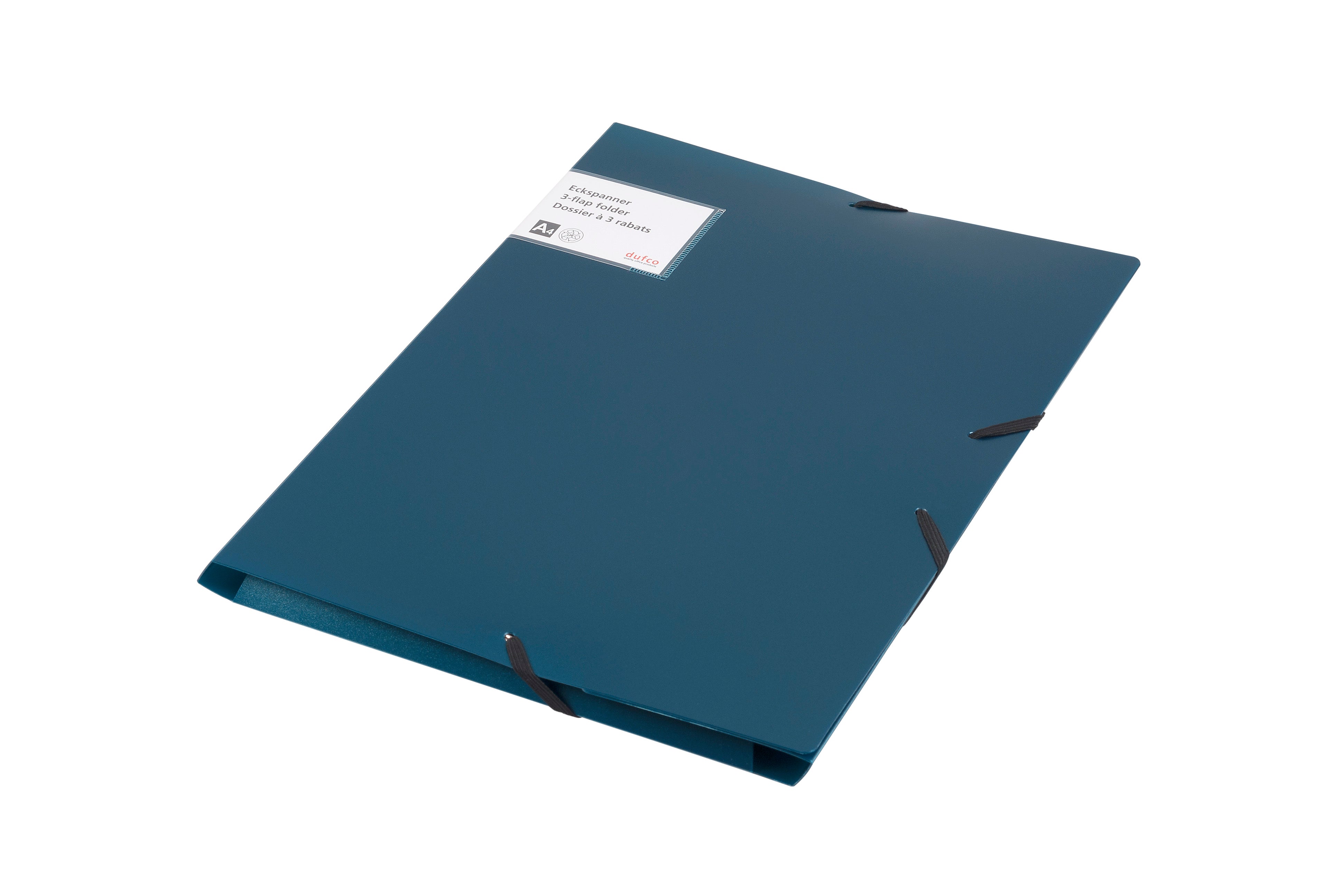Dufco Gummibandmappe A4+ – 3 Klappen, Gummiband, Kunststoff, Blau, Füllhöhe 10 mm