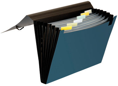 Dufco Fächermappe A4 – 6 Fächer, Gummiband, Polypropylen (PP), Blau, bis 100 Blatt