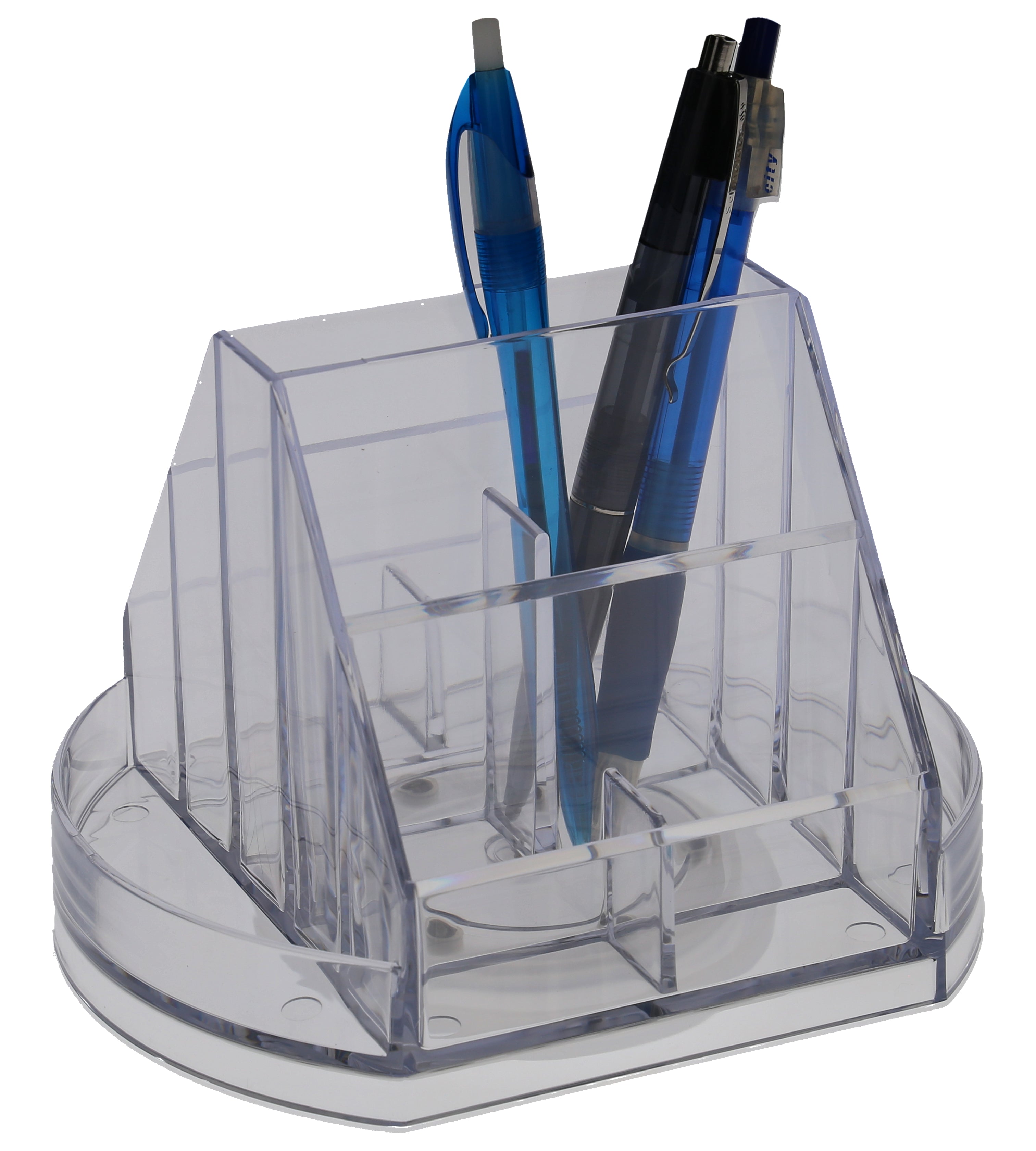 Dufco Multiköcher – 10 Fächer, drehbar, transparent, Polystyrol (PS), B 130 × H 120 × T 161 mm