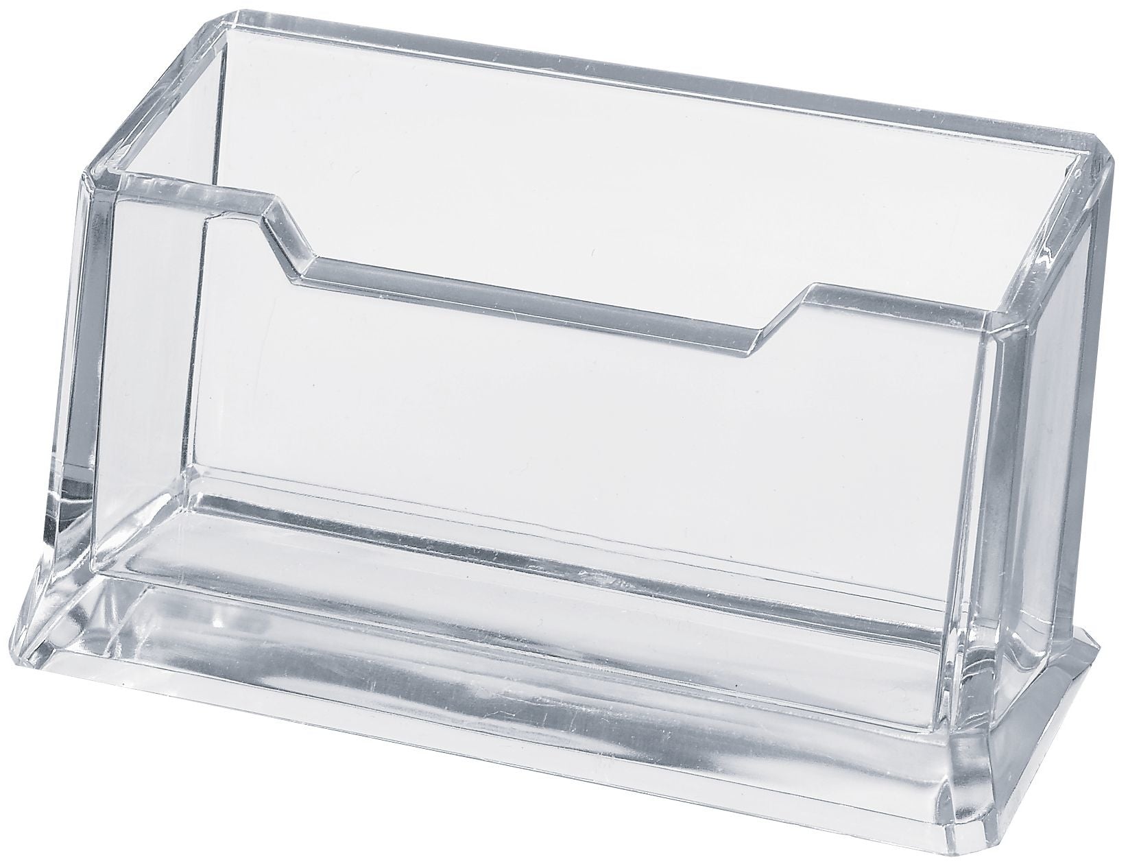 Dufco Visitenkartenhalter – bis 70 Karten, Acrylglas, transparent, 60 × 58 × 120 mm