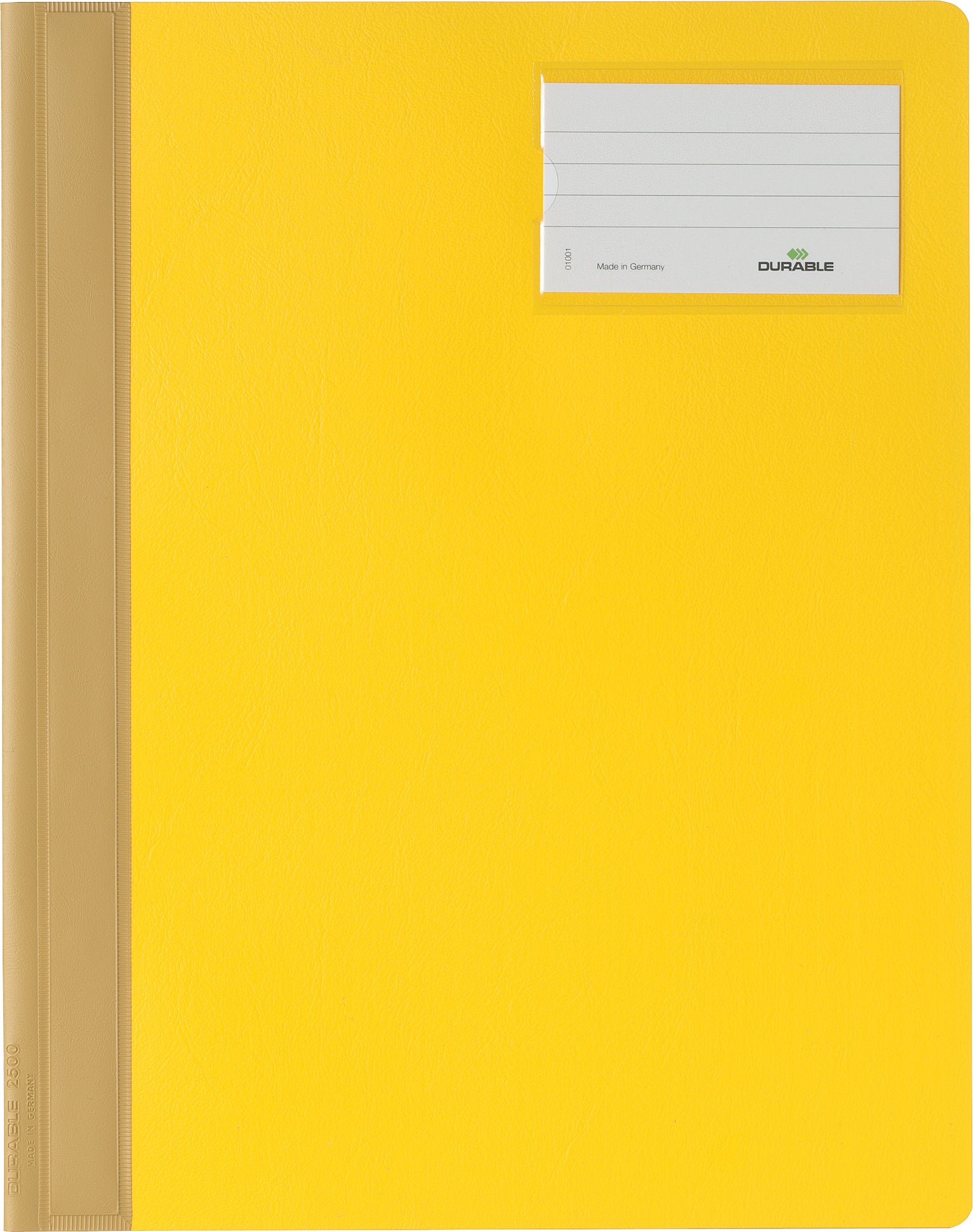 Durable 250004 Schnellhefter für A4, PVC, gelb – mit Sichttasche, mit Beschriftungsfenster – 1 Stk