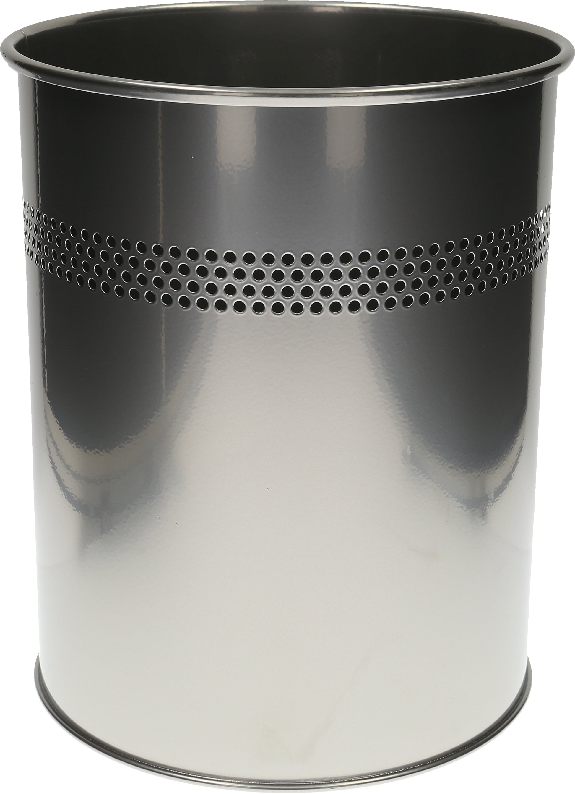 Durable Papierkorb 330023 – 15 l – Metall, rund – silber – perforiert