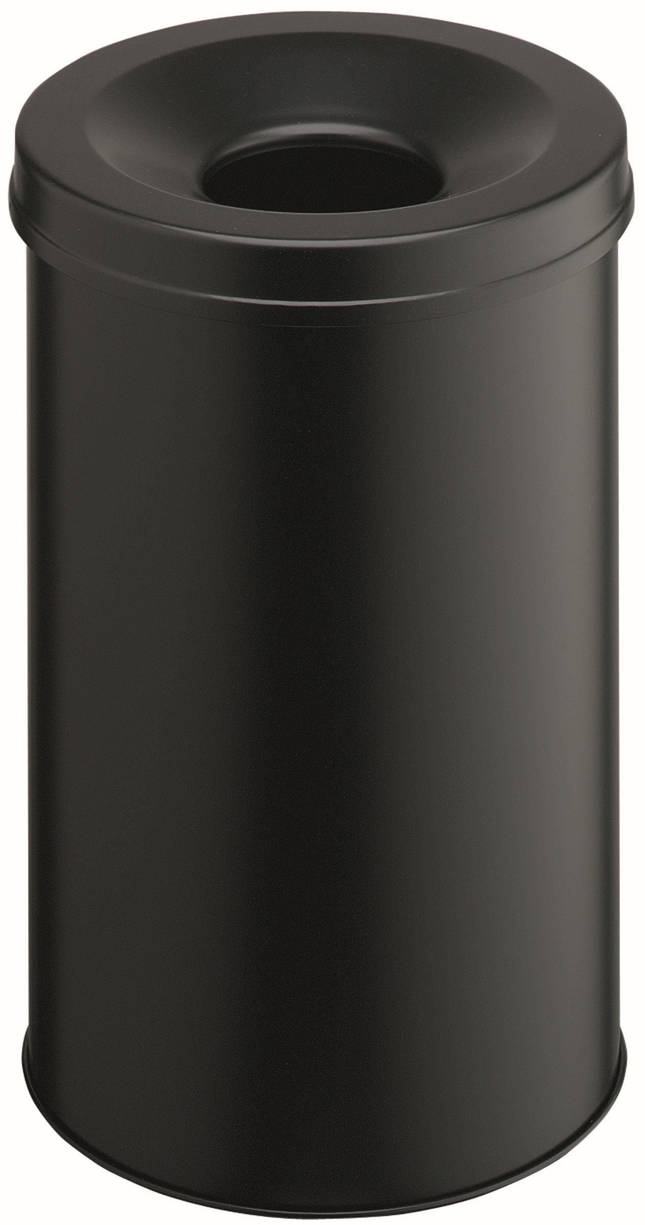 Durable Sicherheitspapierkorb Safe 330601 – 30 l – Stahl, rund – Flammenlöschkopf – schwarz