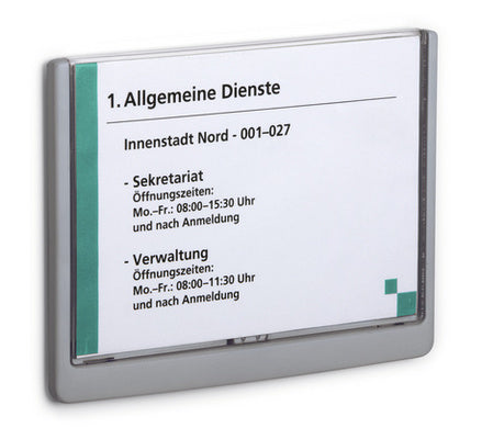 Durable Schilderhalter – für A5 – Querformat – Graphit – Kunststoff – 1 Stk.