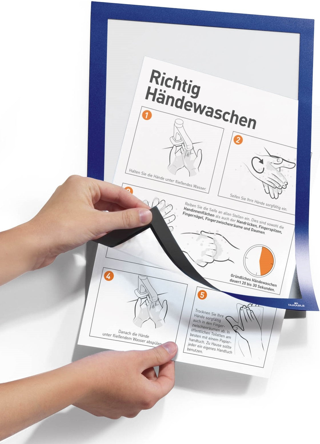Durable DURAFRAME Selbstklebender Info-Rahmen – DIN A4 – Blau – 1er Pack