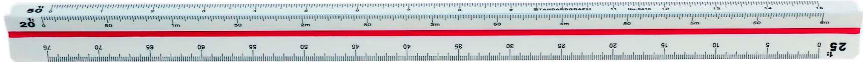 Dux Reduktionsmassstab – 32,9 cm – Dreikant – Skalen 1:20–1:125 – Kunststoff