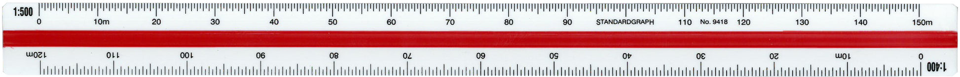 Dux Reduktionsmassstab – 33 cm – Dreikant – Skalen 1:100–1:500 – Kunststoff