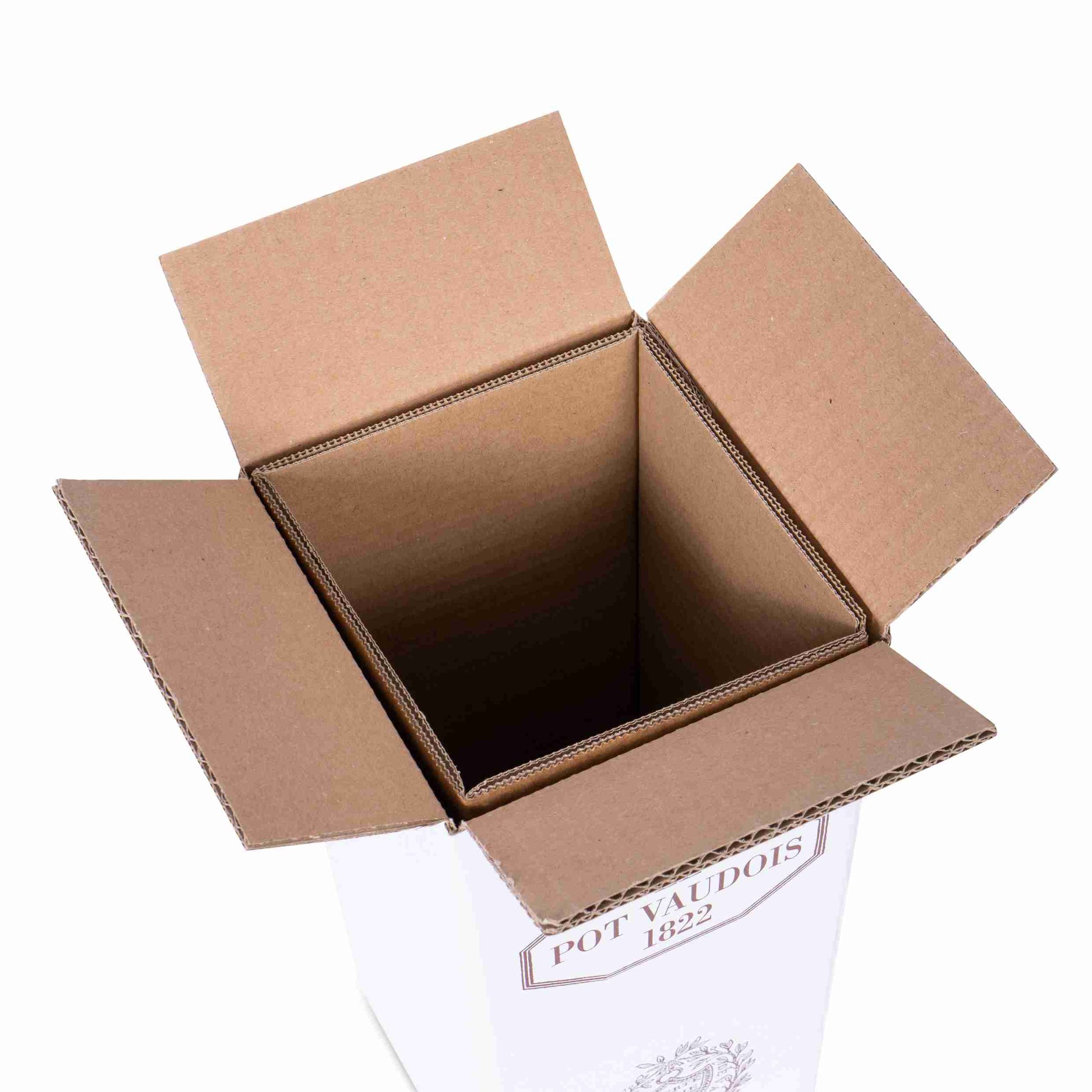 Model Weinversandkarton – für 1 × 1,5 l, max. 327 mm & Ø110 mm – 119 × 119 × 327 mm, braun, selbstklebend – 1 Stk., ab 20 Stk.