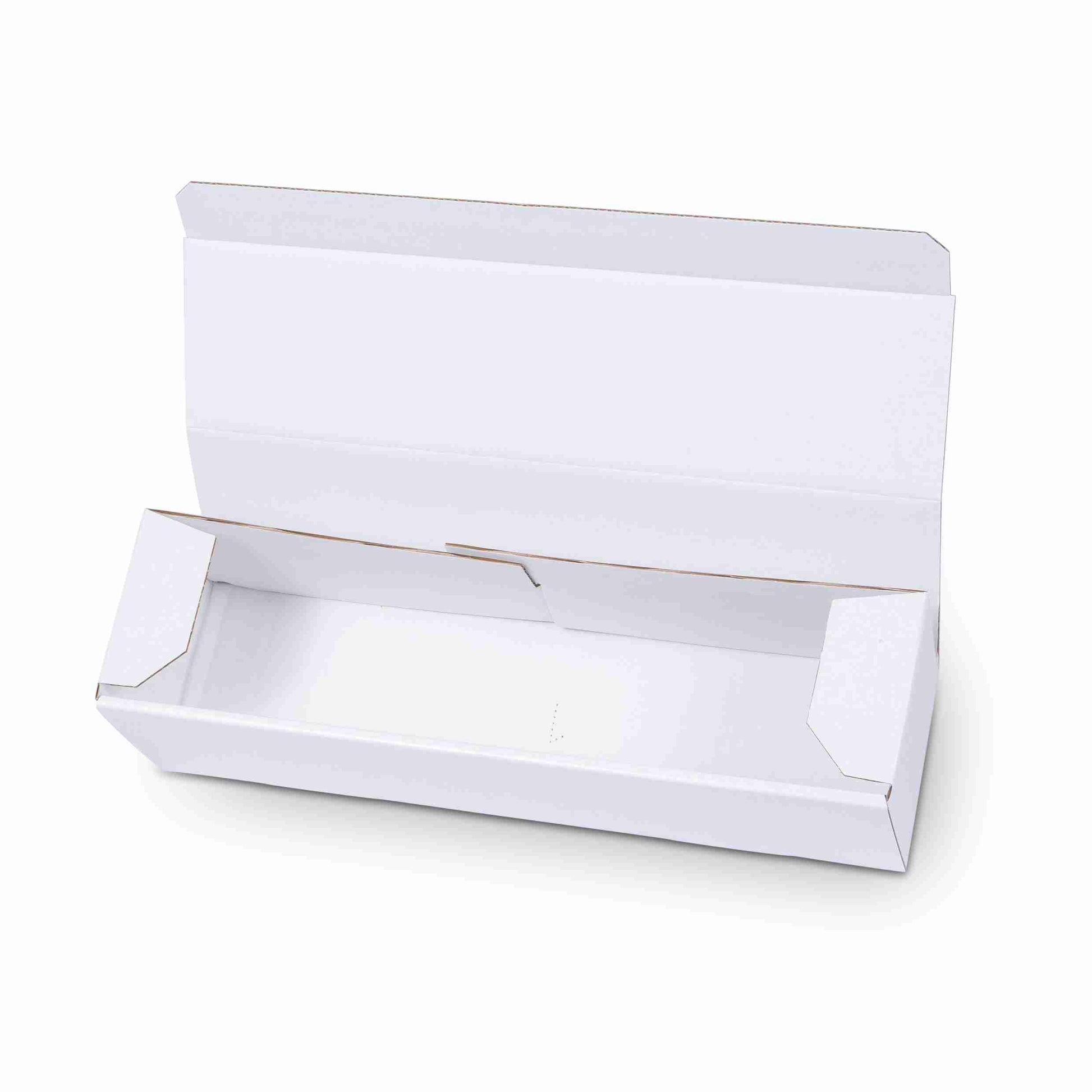 Model Geschenkbox Karton, glänzend weiss – 360 × 88 × 88 mm – für Flasche oder Buch – 1 Stk., ab 20 Stk.