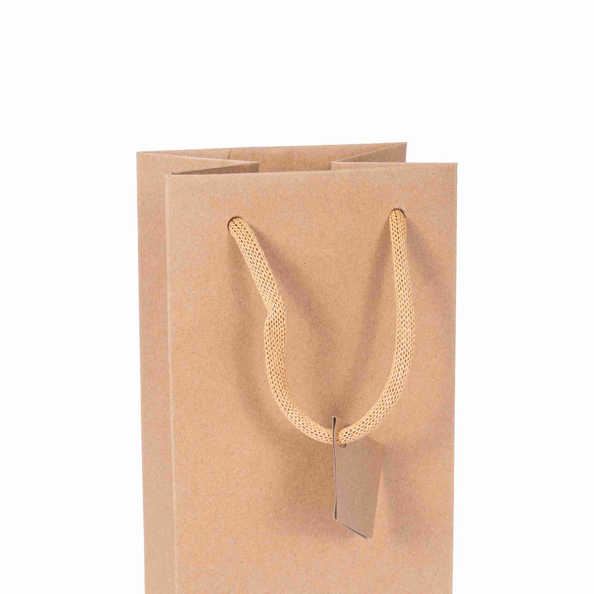Model Flaschentüte natur, mit Kordel – 120 × 440 × 114 mm – für 1 Flasche – 1 Stk., ab 120 Stk.