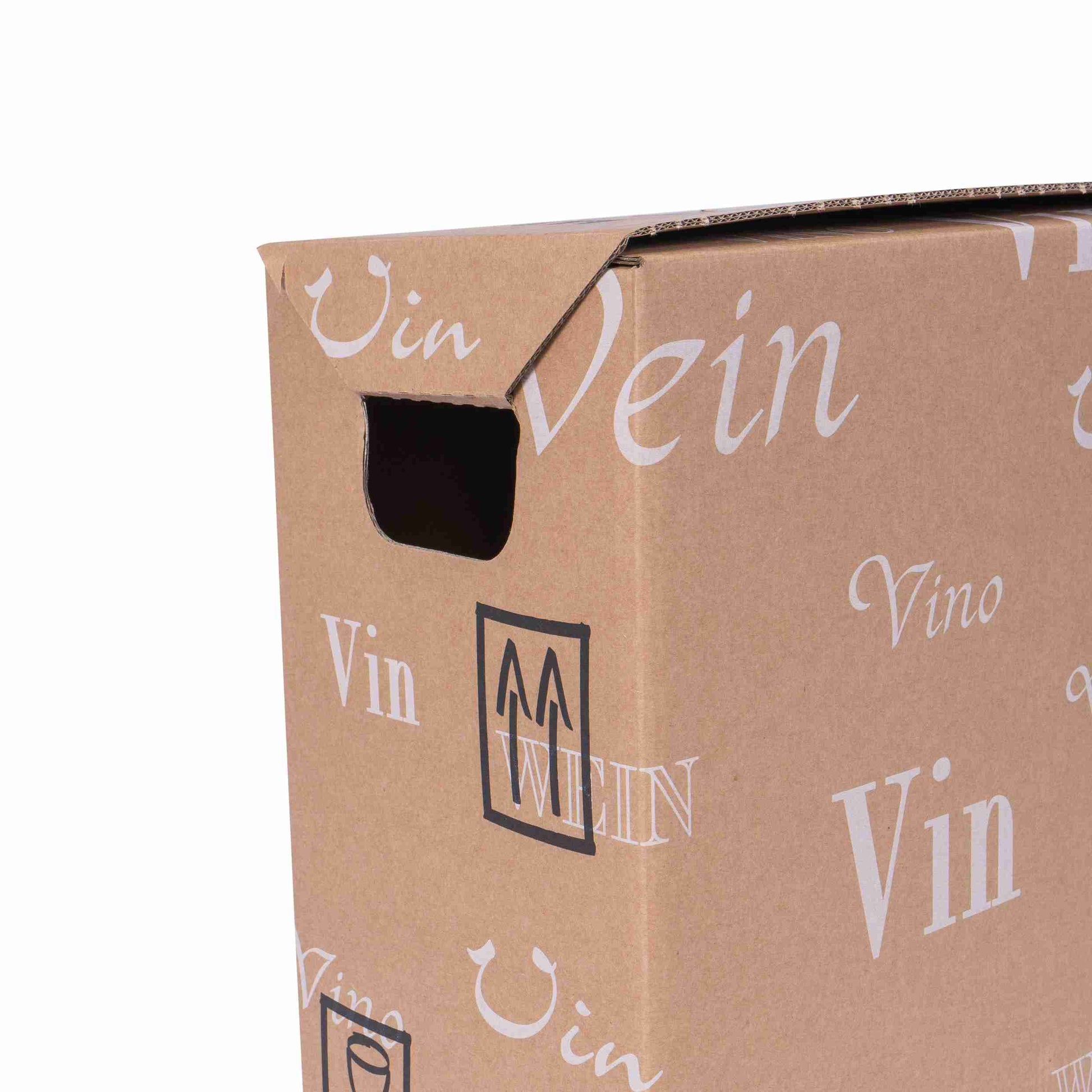 Model Weinversandkarton – für 6 × 0,7 l, max. 292 mm & Ø83 mm – 252 × 168 × 287 mm, braun, Automatikboden – 1 Stk., ab 100 Stk.