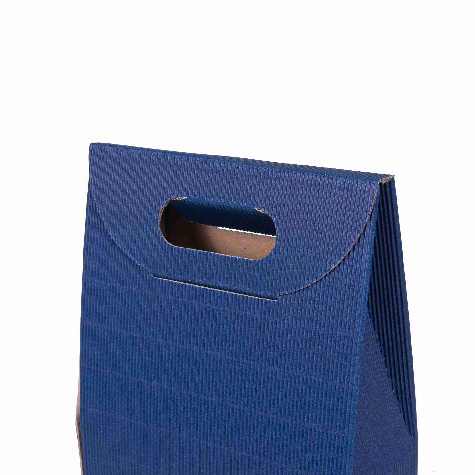 Model Weinpräsentkarton Onda Blu blau – Innenmass 180 × 385 × 90 mm – Wellpappe – für 2 Flaschen – 1 Palette (1'800 Stk.)